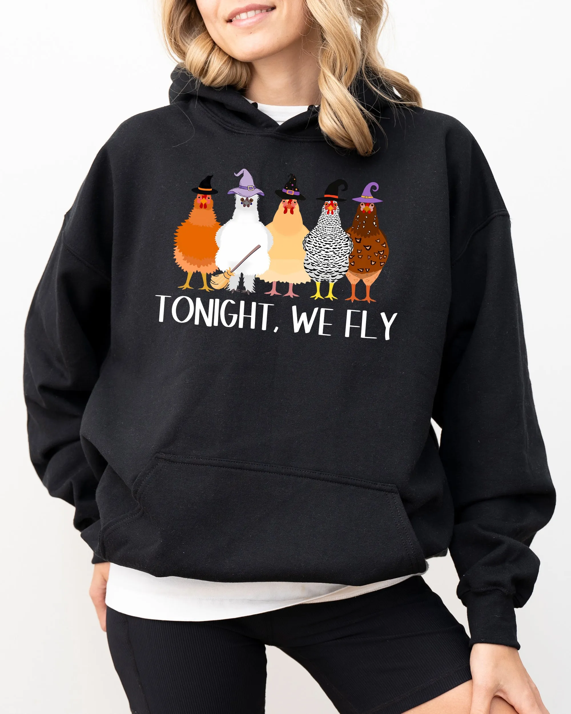 Tonight We Fly, Chickens, Skeleton, Funny, Witch, Aesthetic, Meme, Halloween, Spooky, Costume, Hoodie, Hooded Sweatshirt sold by Refinery Number One product image thumbnail 5