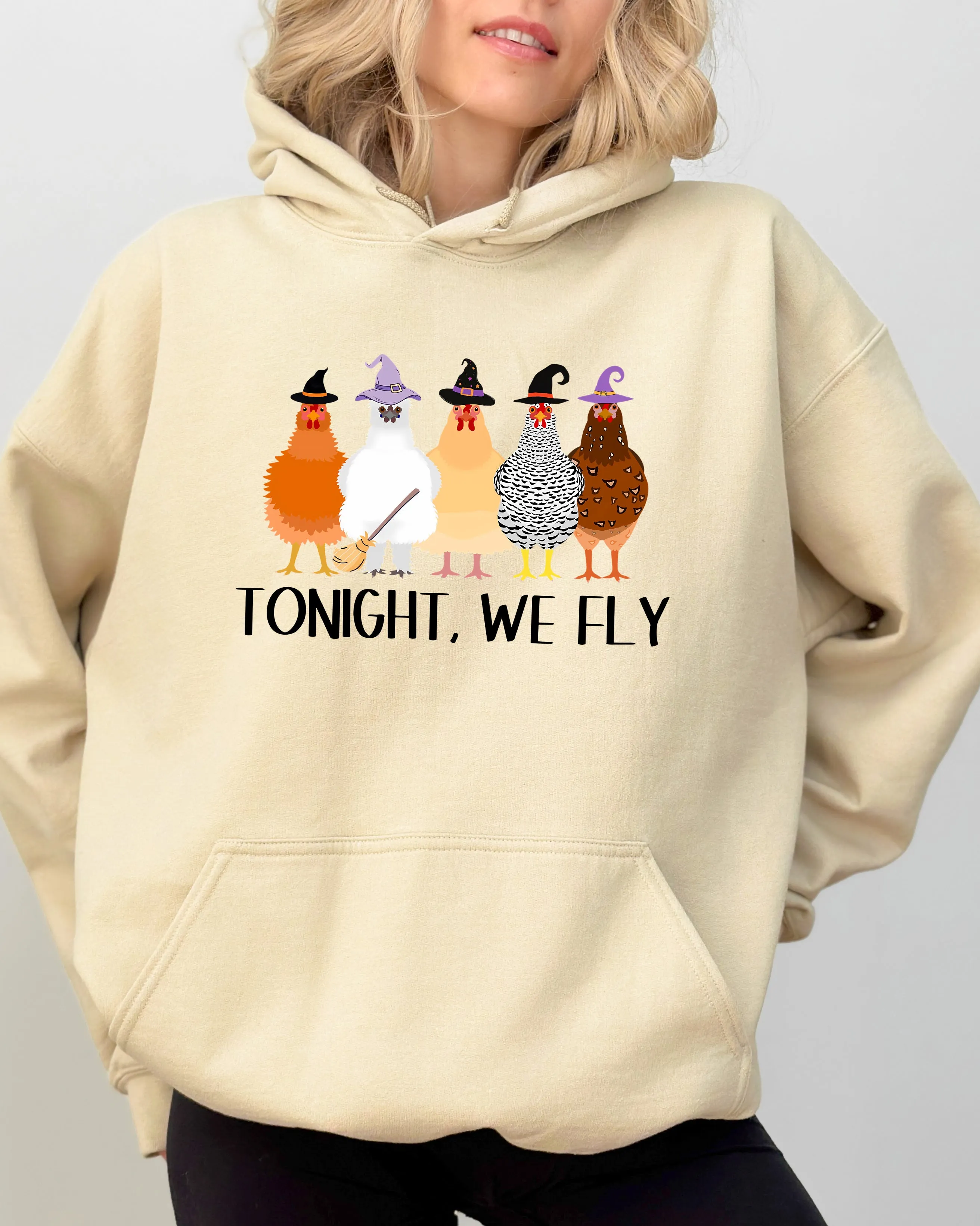 Tonight We Fly, Chickens, Skeleton, Funny, Witch, Aesthetic, Meme, Halloween, Spooky, Costume, Hoodie, Hooded Sweatshirt sold by Refinery Number One product image thumbnail 2