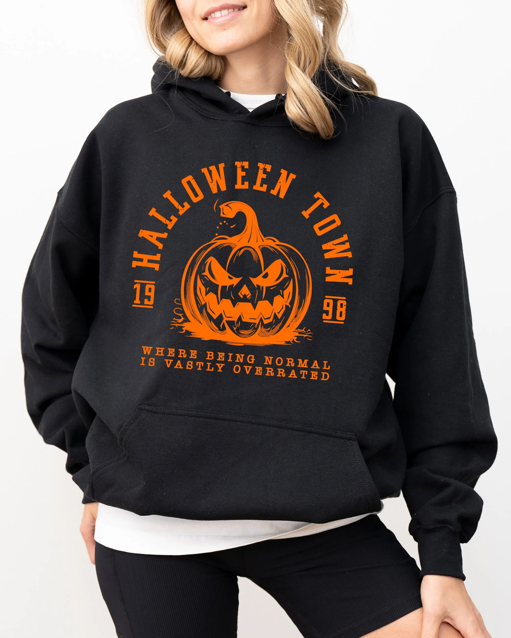 Halloween Town, Pumpkin, Spooky, Skeleton, Funny, Witch, Aesthetic, Meme, Halloween, Costume, Hoodie, Hooded Sweatshirt sold by Refinery Number One product image thumbnail 3