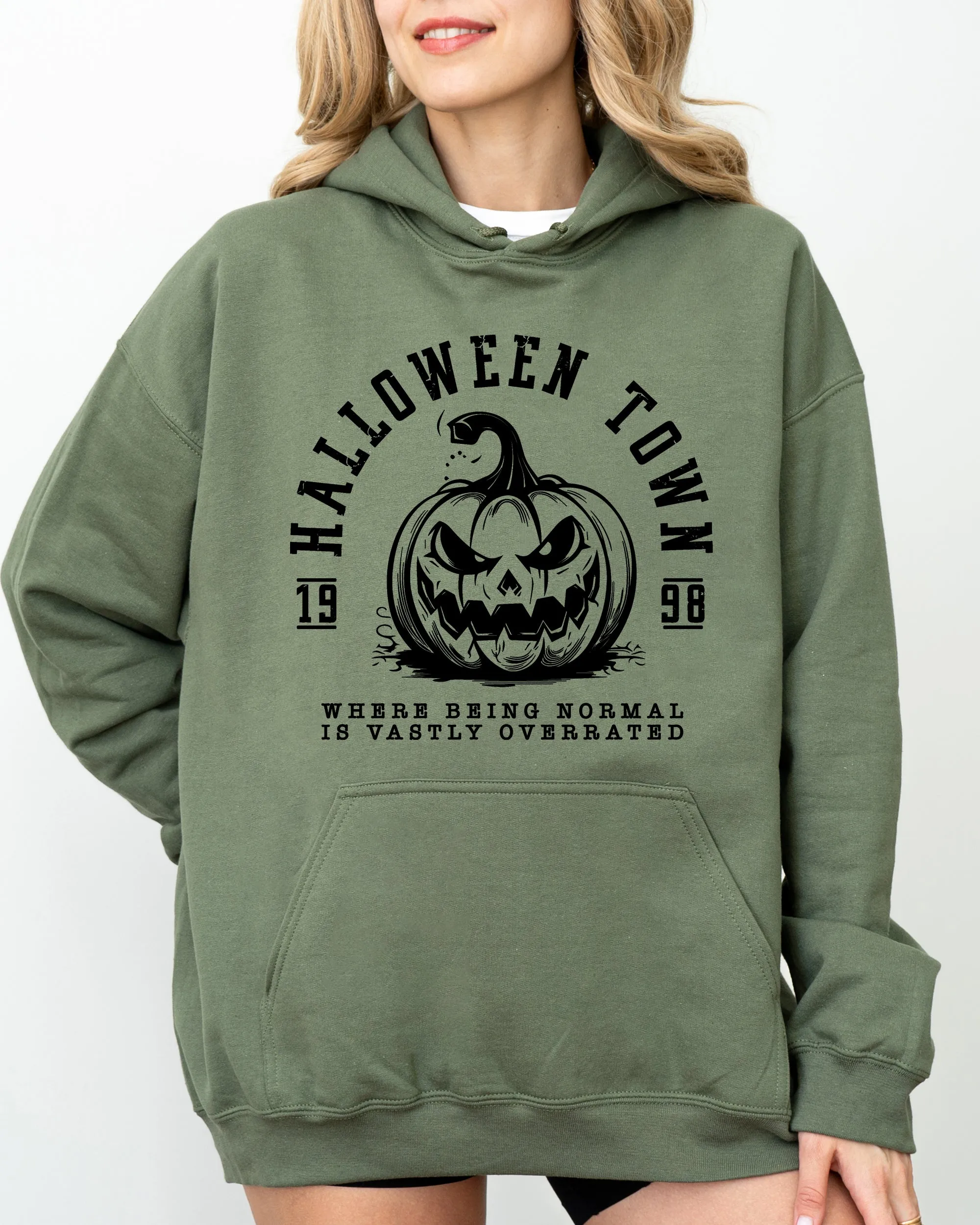 Halloween Town, Pumpkin, Spooky, Skeleton, Funny, Witch, Aesthetic, Meme, Halloween, Costume, Hoodie, Hooded Sweatshirt sold by Refinery Number One product image thumbnail 2