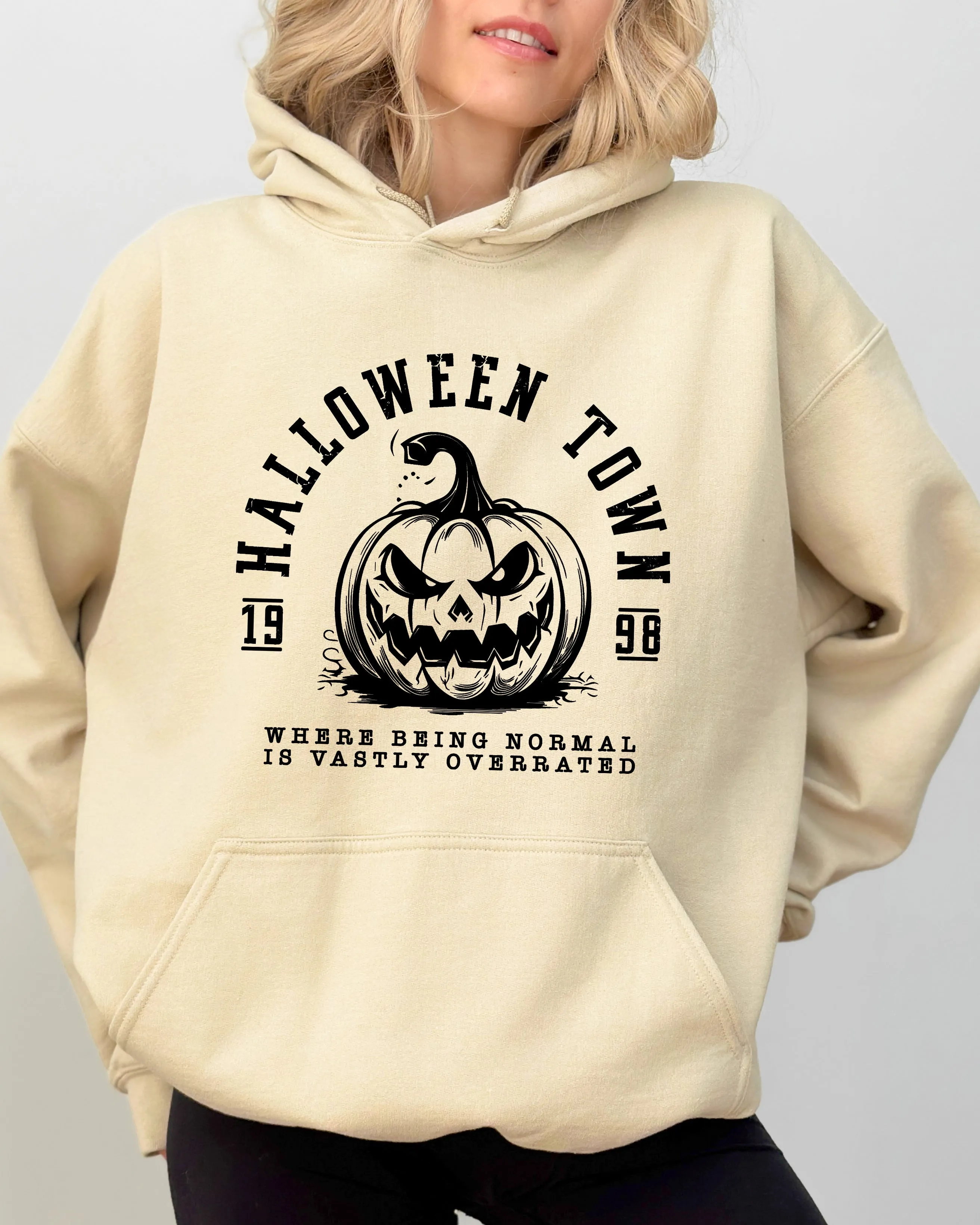 Halloween Town, Pumpkin, Spooky, Skeleton, Funny, Witch, Aesthetic, Meme, Halloween, Costume, Hoodie, Hooded Sweatshirt sold by Refinery Number One product image thumbnail 4