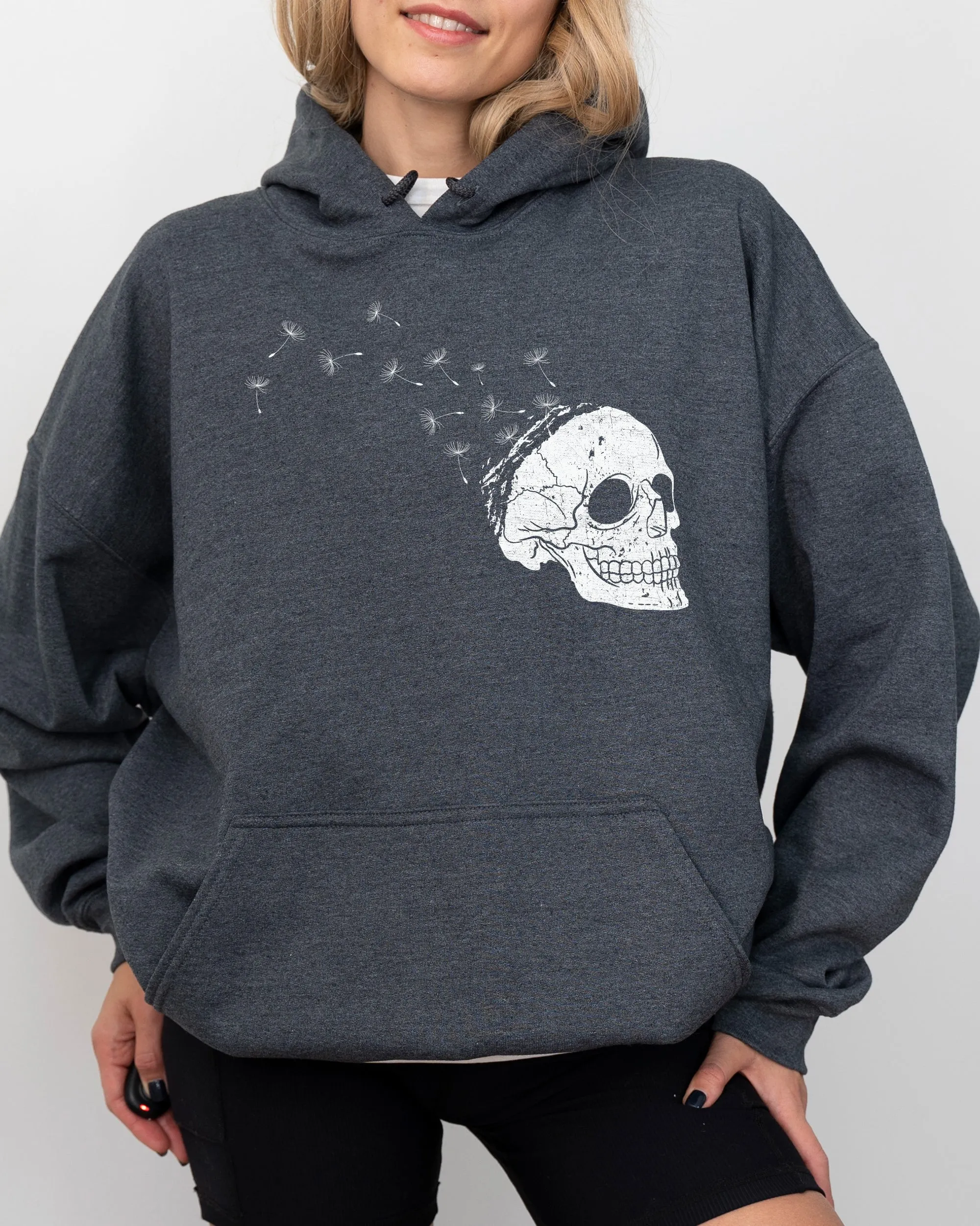 Dandelion Skull, Spooky, Skeleton, Funny, Witch, Aesthetic, Meme, Halloween, Costume, Hoodie, Hooded Sweatshirt sold by Refinery Number One product image thumbnail 3