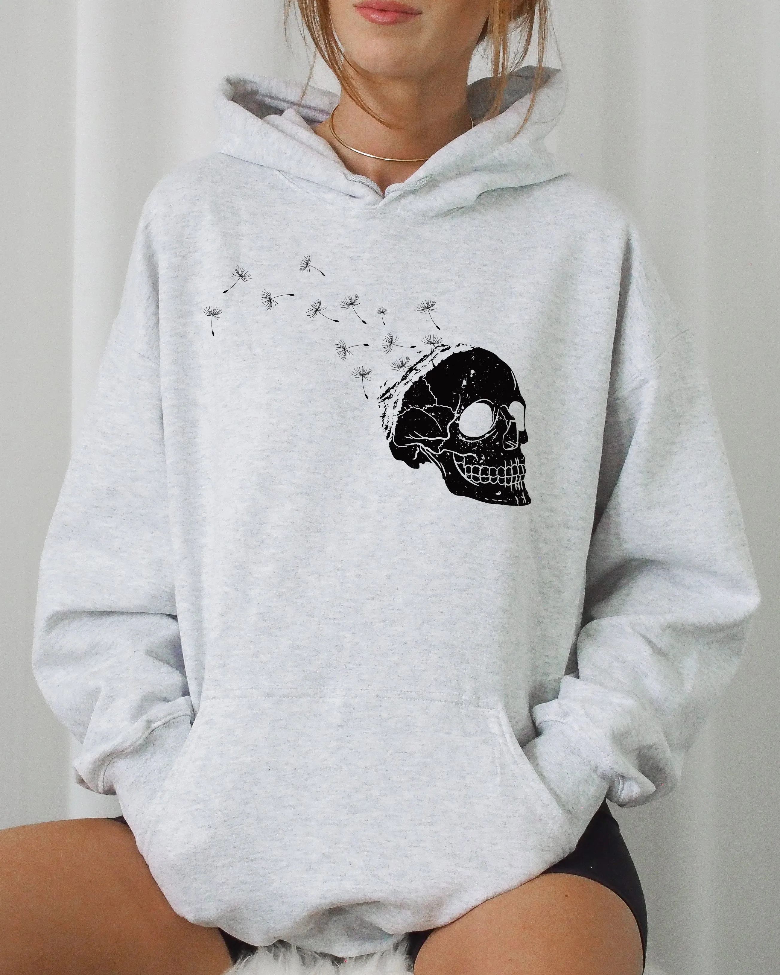 Dandelion Skull, Spooky, Skeleton, Funny, Witch, Aesthetic, Meme, Halloween, Costume, Hoodie, Hooded Sweatshirt sold by Refinery Number One product image thumbnail 2