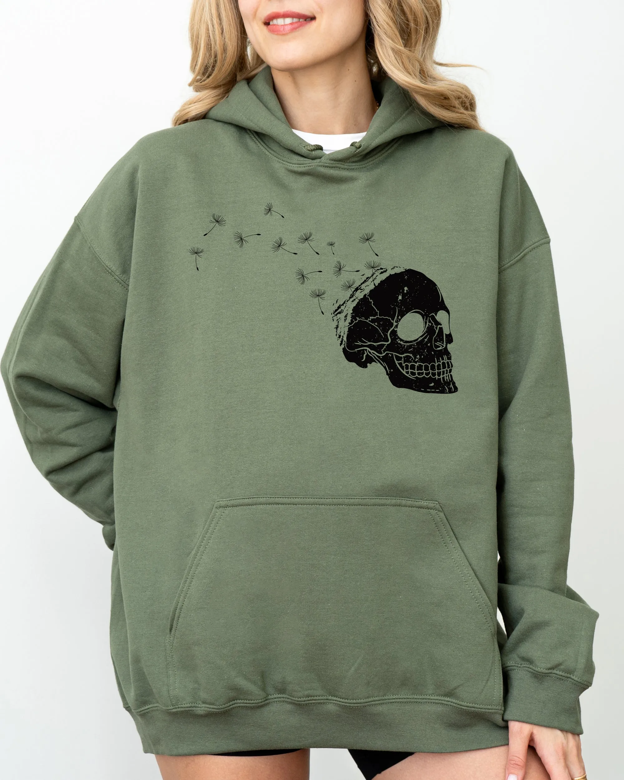 Dandelion Skull, Spooky, Skeleton, Funny, Witch, Aesthetic, Meme, Halloween, Costume, Hoodie, Hooded Sweatshirt sold by Refinery Number One product image thumbnail 4