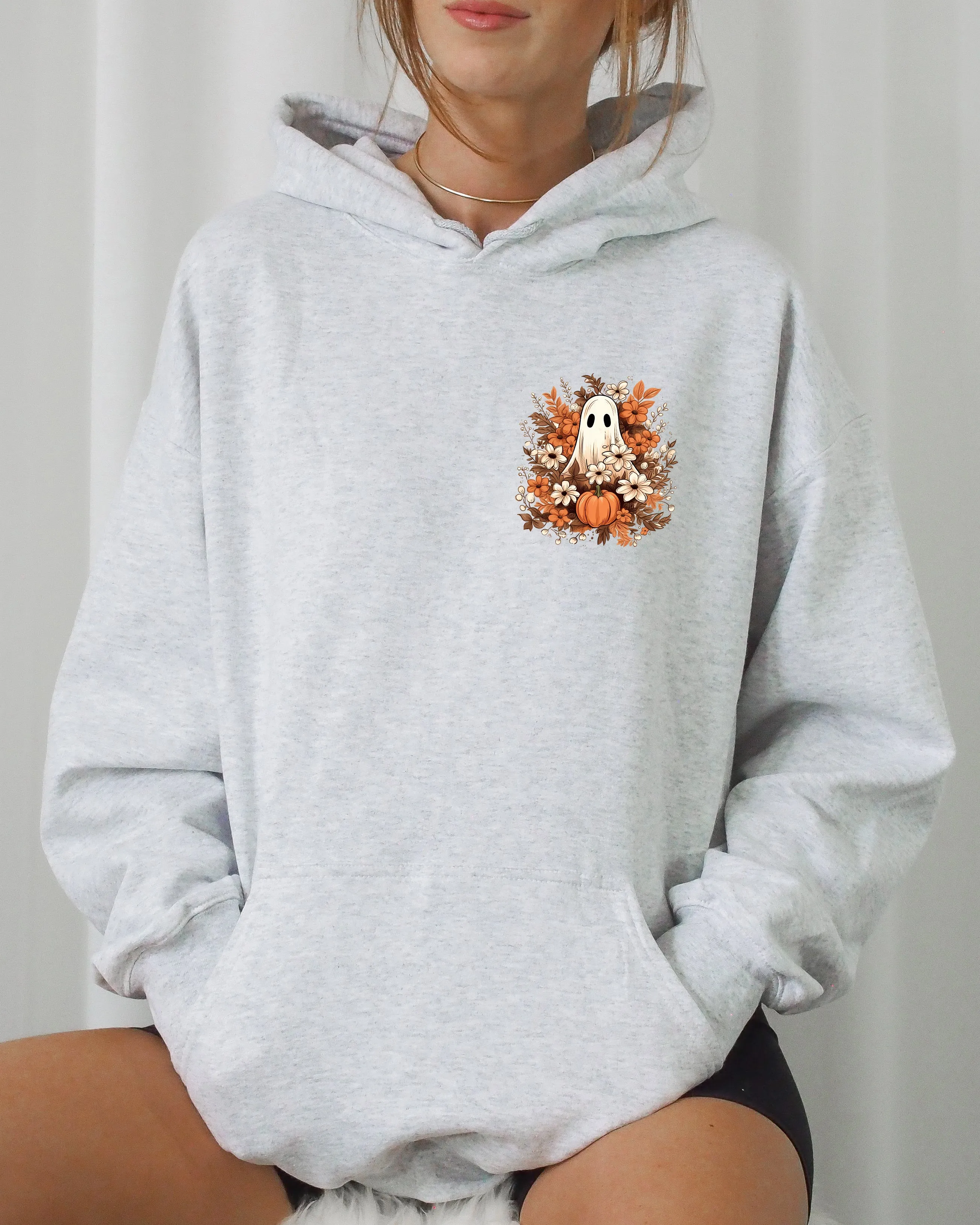Floral Ghost, Pocket, Skeleton, Spooky, Funny, Witch, Aesthetic, Meme, Halloween, Costume, Hoodie, Hooded Sweatshirt sold by Refinery Number One product image thumbnail 2