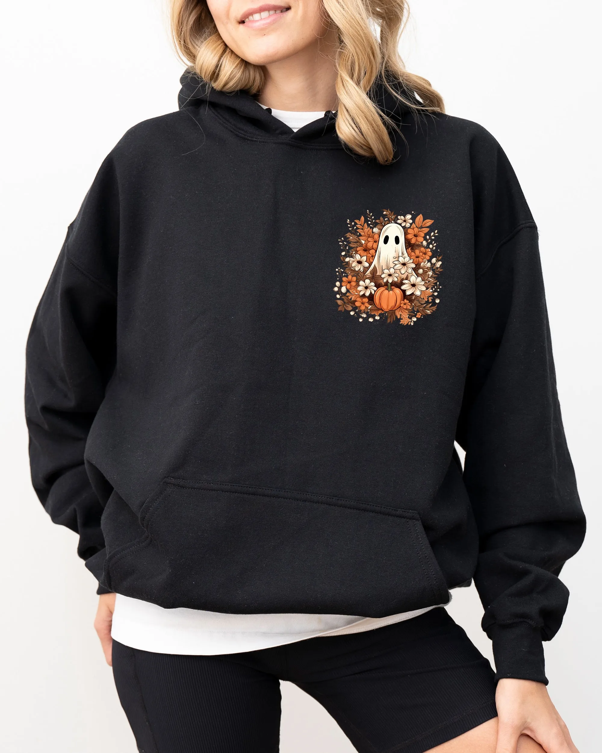 Floral Ghost, Pocket, Skeleton, Spooky, Funny, Witch, Aesthetic, Meme, Halloween, Costume, Hoodie, Hooded Sweatshirt sold by Refinery Number One product image thumbnail 3