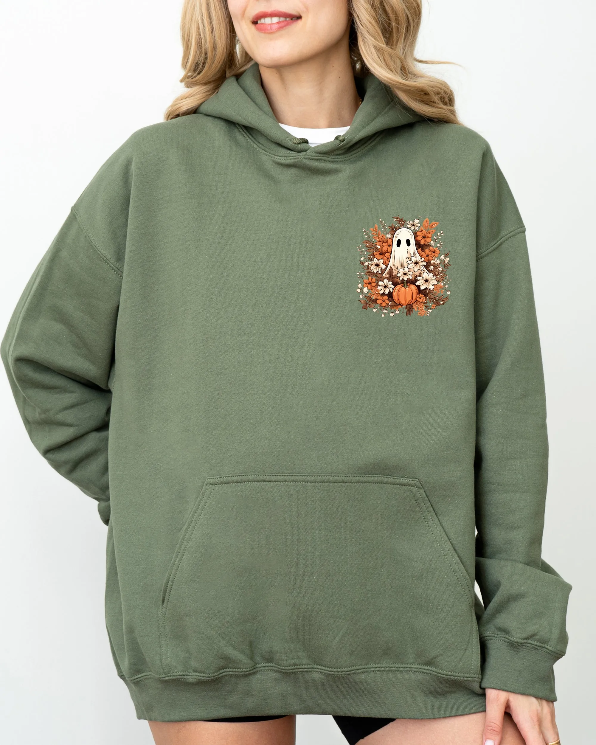 Floral Ghost, Pocket, Skeleton, Spooky, Funny, Witch, Aesthetic, Meme, Halloween, Costume, Hoodie, Hooded Sweatshirt sold by Refinery Number One product image thumbnail 4