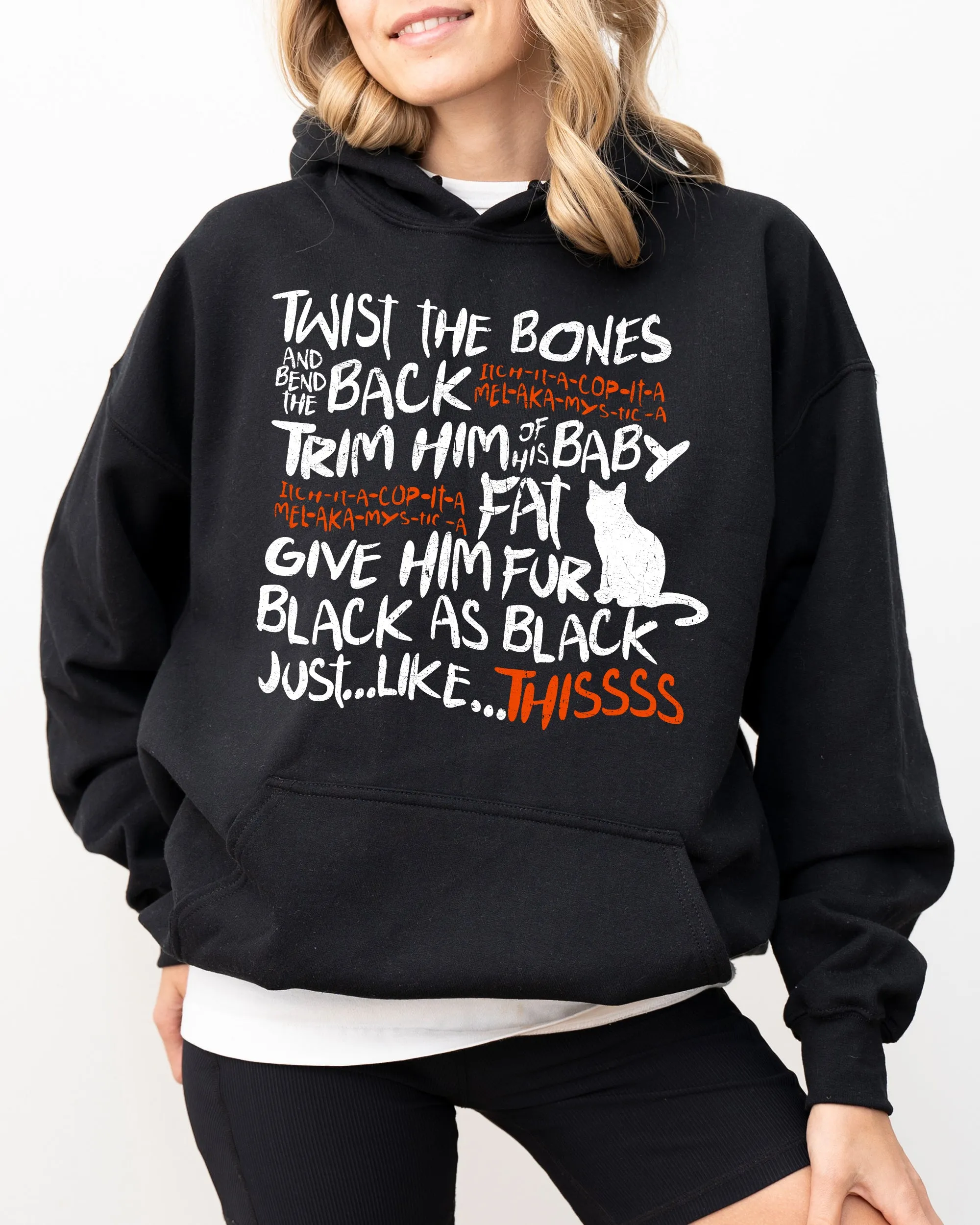 Twist The Bones, Cat, Skeleton, Spooky, Ghost, Funny, Witch, Aesthetic, Meme, Halloween, Costume, Hoodie, Hooded Sweatshirt sold by Refinery Number One product image thumbnail 4