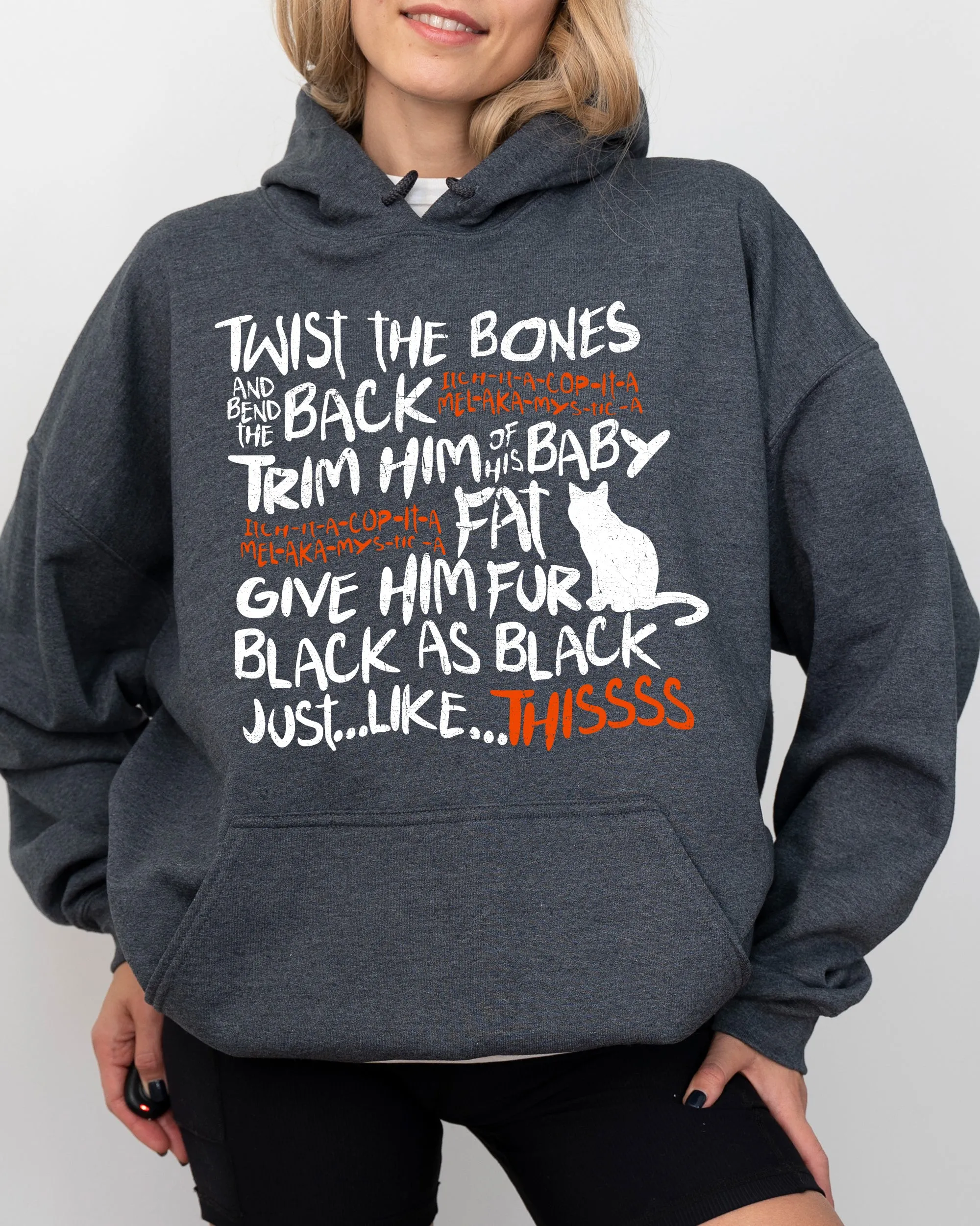 Twist The Bones, Cat, Skeleton, Spooky, Ghost, Funny, Witch, Aesthetic, Meme, Halloween, Costume, Hoodie, Hooded Sweatshirt sold by Refinery Number One product image thumbnail 5