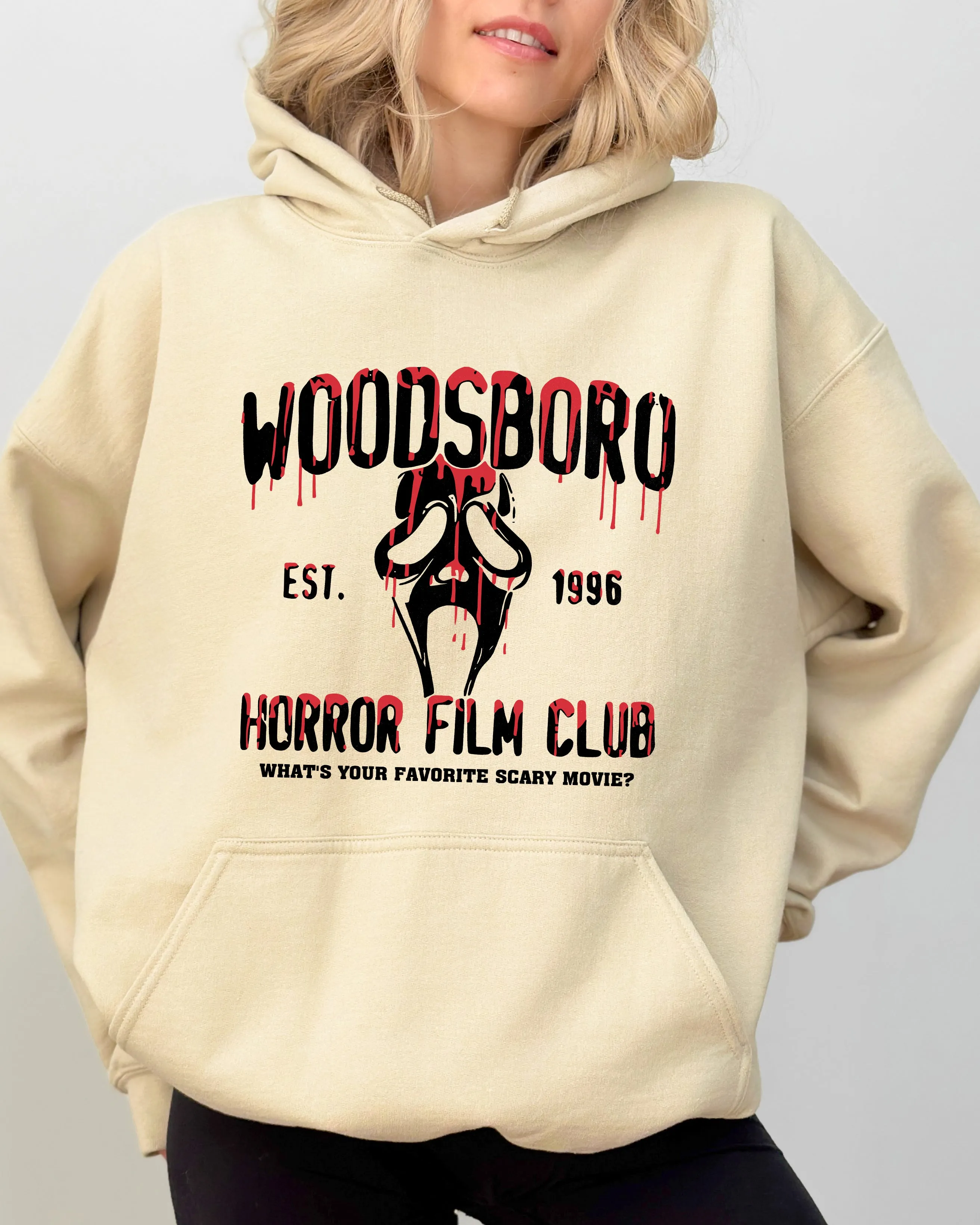 Woodsboro, Horror Film, Skeleton, Spooky, Ghost, Funny, Witch, Aesthetic, Meme, Halloween, Costume, Hoodie, Hooded Sweatshirt sold by Refinery Number One product image thumbnail 3