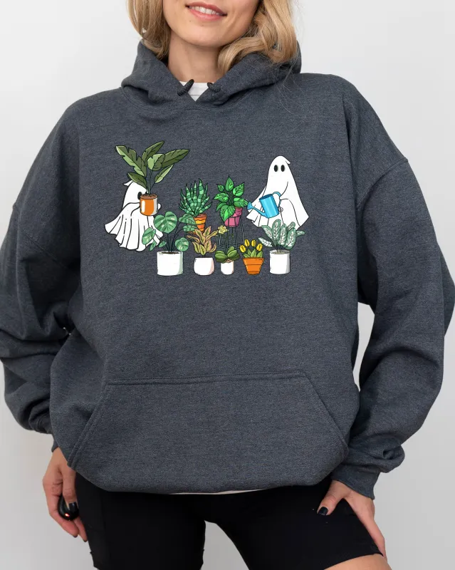 Plant Lover, Ghost, Skeleton, Spooky, Funny, Witch, Aesthetic, Meme, Halloween, Costume, Hoodie, Hooded Sweatshirt sold by Refinery Number One