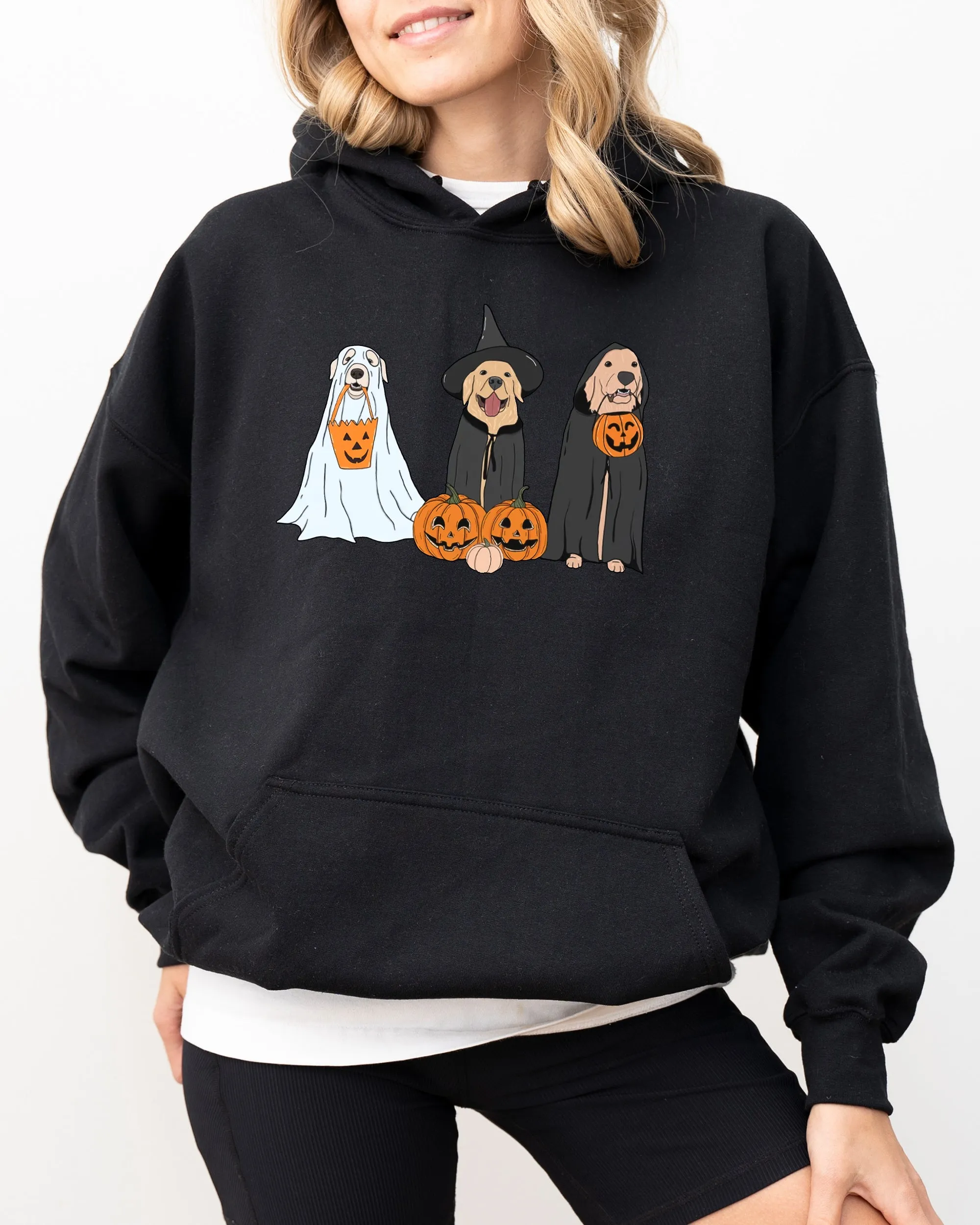 Dog Ghosts, Skeleton, Funny, Pumpkin, Spooky, Witch, Aesthetic, Meme, Halloween, Costume, Hoodie, Hooded Sweatshirt sold by Refinery Number One product image thumbnail 3