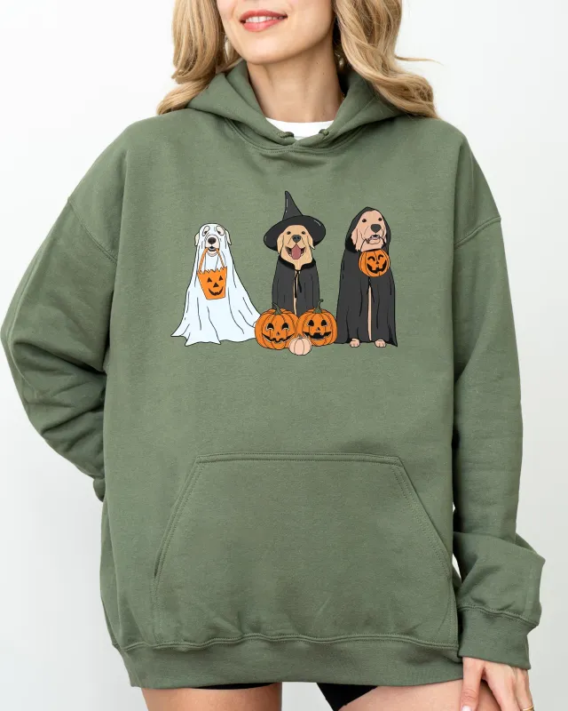 Dog Ghosts, Skeleton, Funny, Pumpkin, Spooky, Witch, Aesthetic, Meme, Halloween, Costume, Hoodie, Hooded Sweatshirt sold by Refinery Number One