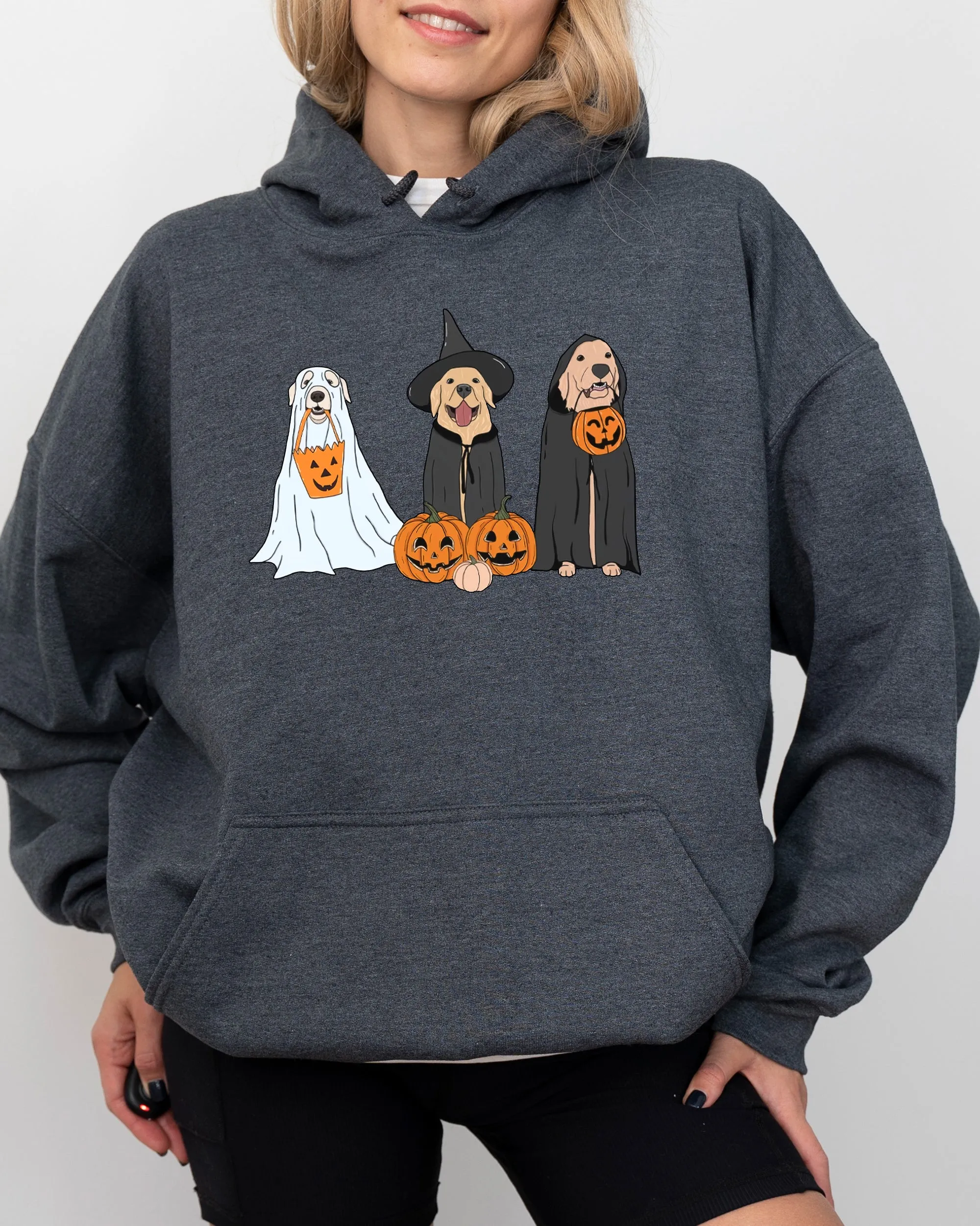 Dog Ghosts, Skeleton, Funny, Pumpkin, Spooky, Witch, Aesthetic, Meme, Halloween, Costume, Hoodie, Hooded Sweatshirt sold by Refinery Number One product image thumbnail 4