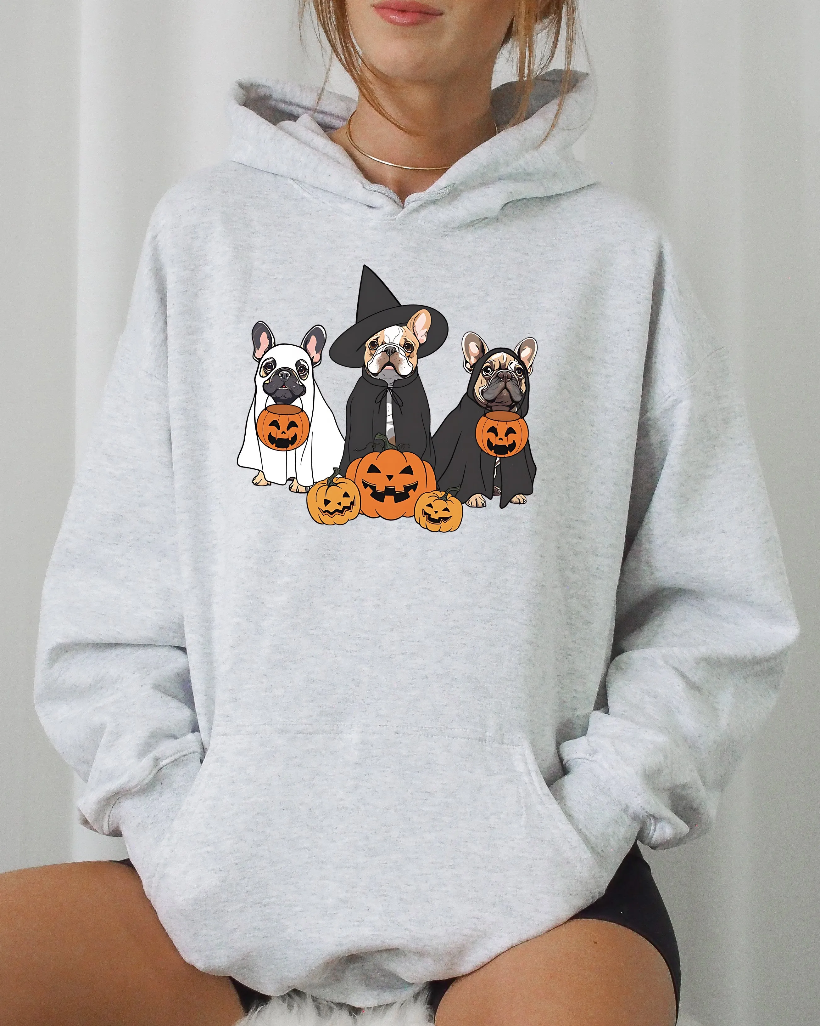 Ghost Dogs Skeleton Spooky Halloween Pumpkin Witch Costume Nightmare Night Hoodie sold by Refinery Number One product image thumbnail 4
