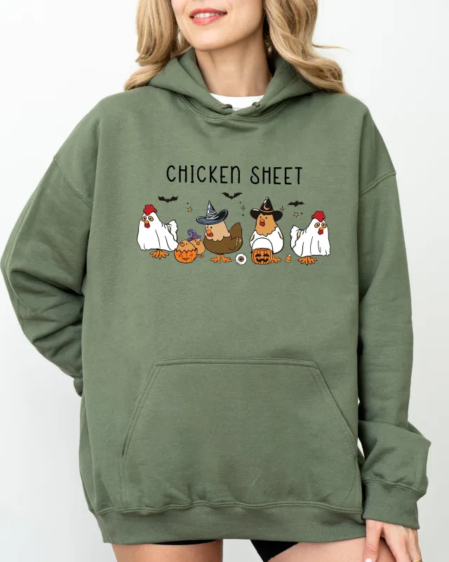 Chicken Sheet Ghost Skeleton Halloween Meme Witch Pumpkin Spooky Aesthetic Funny Hoodie made by Refinery Number One