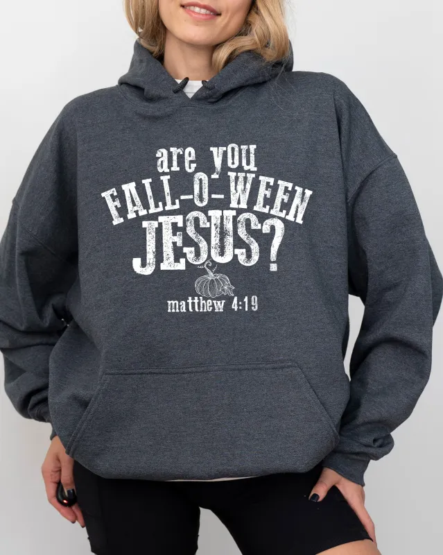 Are You Fall-O-Ween Jesus, Skeleton, Funny, Ghost, Spooky, Witch, Aesthetic, Meme, Halloween, Costume, Hoodie, Hooded Sweatshirt sold by Refinery Number One