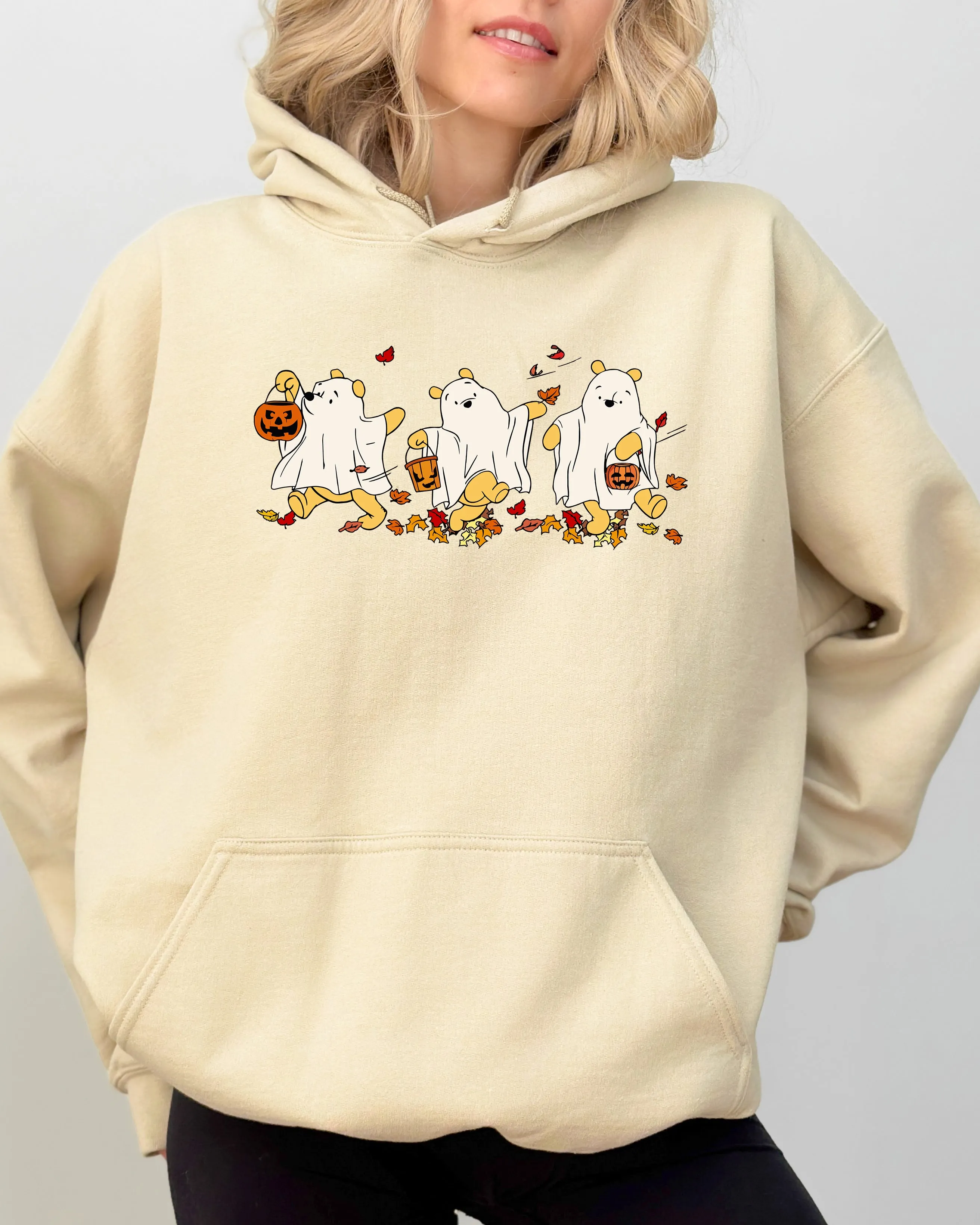 Ghost Pooh, Bear, Skeleton, Funny, Spooky, Witch, Aesthetic, Meme, Halloween, Costume, Hoodie, Hooded Sweatshirt sold by Refinery Number One