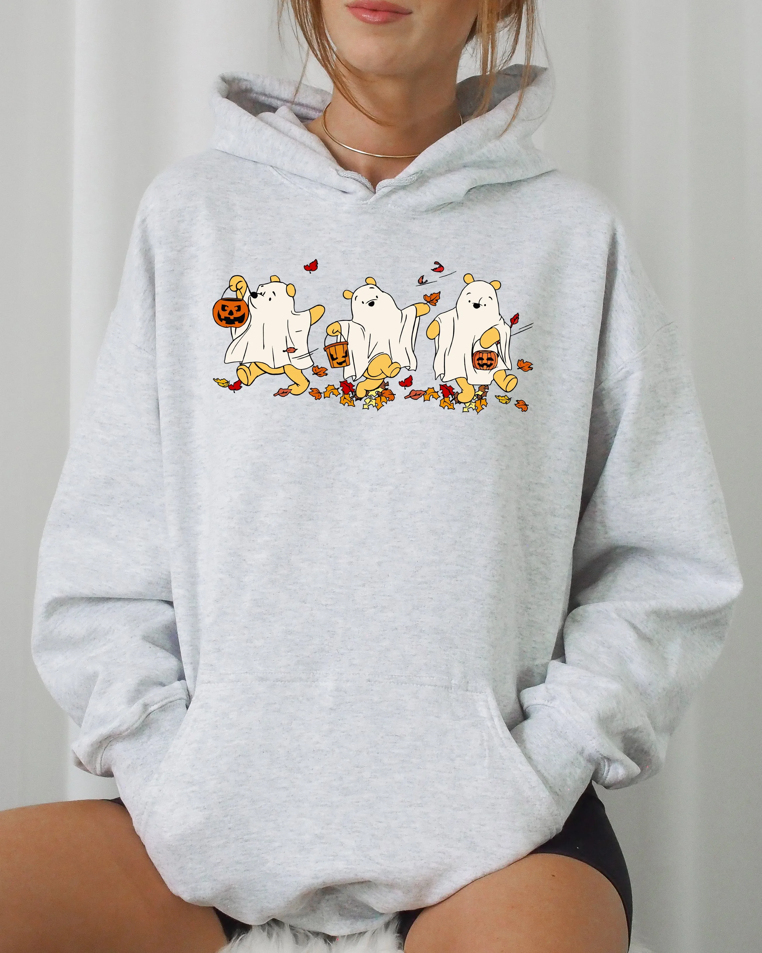 Ghost Pooh, Bear, Skeleton, Funny, Spooky, Witch, Aesthetic, Meme, Halloween, Costume, Hoodie, Hooded Sweatshirt sold by Refinery Number One product image thumbnail 4