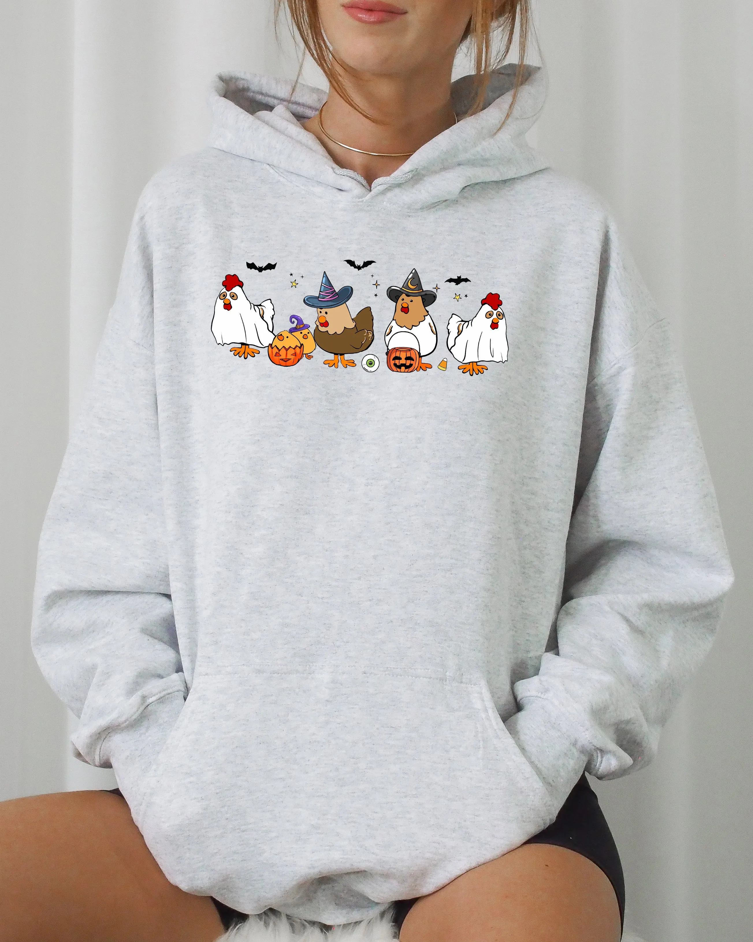 Mini Chickens Witch Skeleton Funny Spooky Aesthetic Meme Halloween Costume Graphic Hoodie sold by Refinery Number One product image thumbnail 2