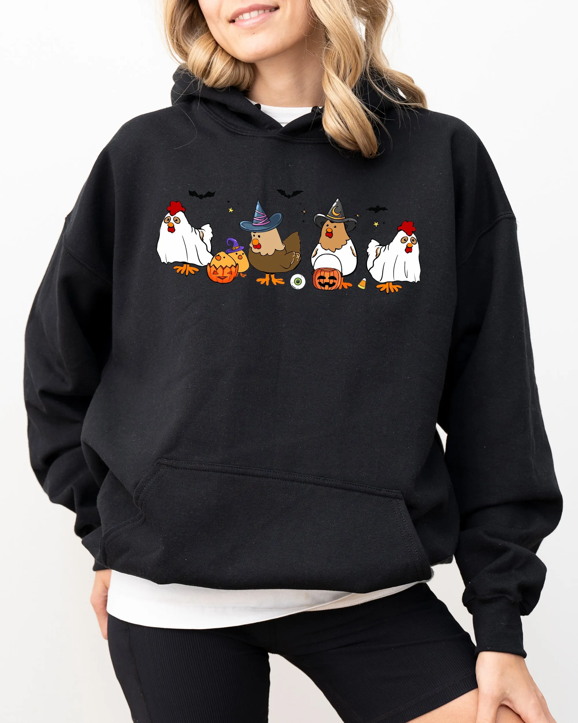 Mini Chickens Witch Skeleton Funny Spooky Aesthetic Meme Halloween Costume Graphic Hoodie sold by Refinery Number One product image thumbnail 5