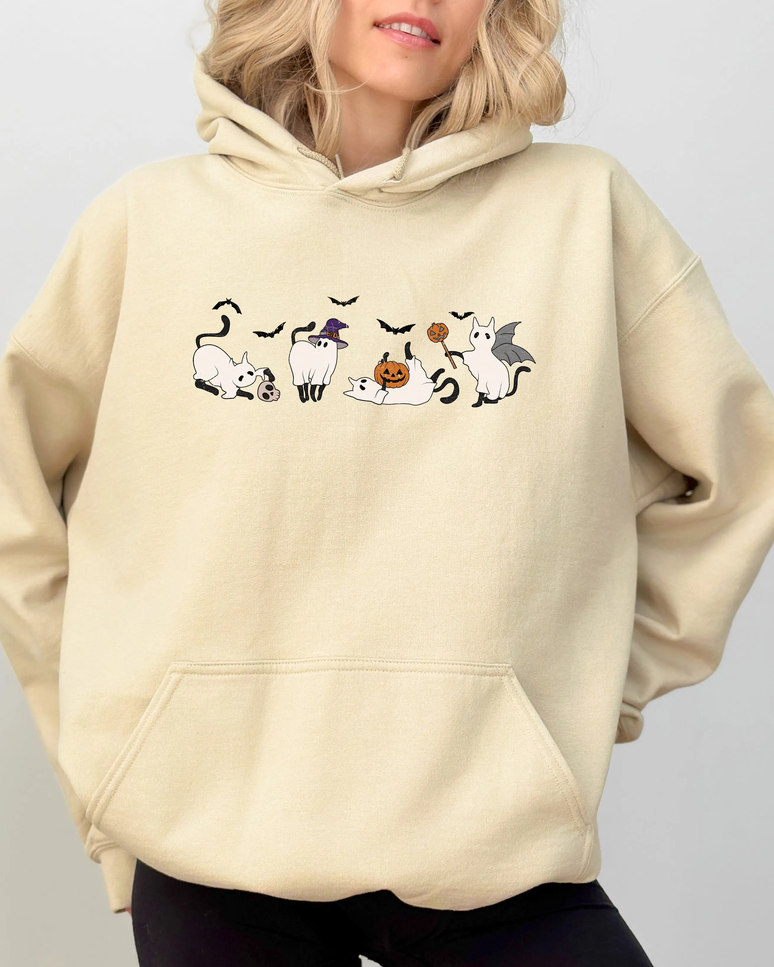 Mini Ghost Cats, Farm, Witch, Skull, Funny, Spooky, Aesthetic, Meme, Halloween, Costume, Hoodie, Hooded Sweatshirt sold by Refinery Number One product image thumbnail 5