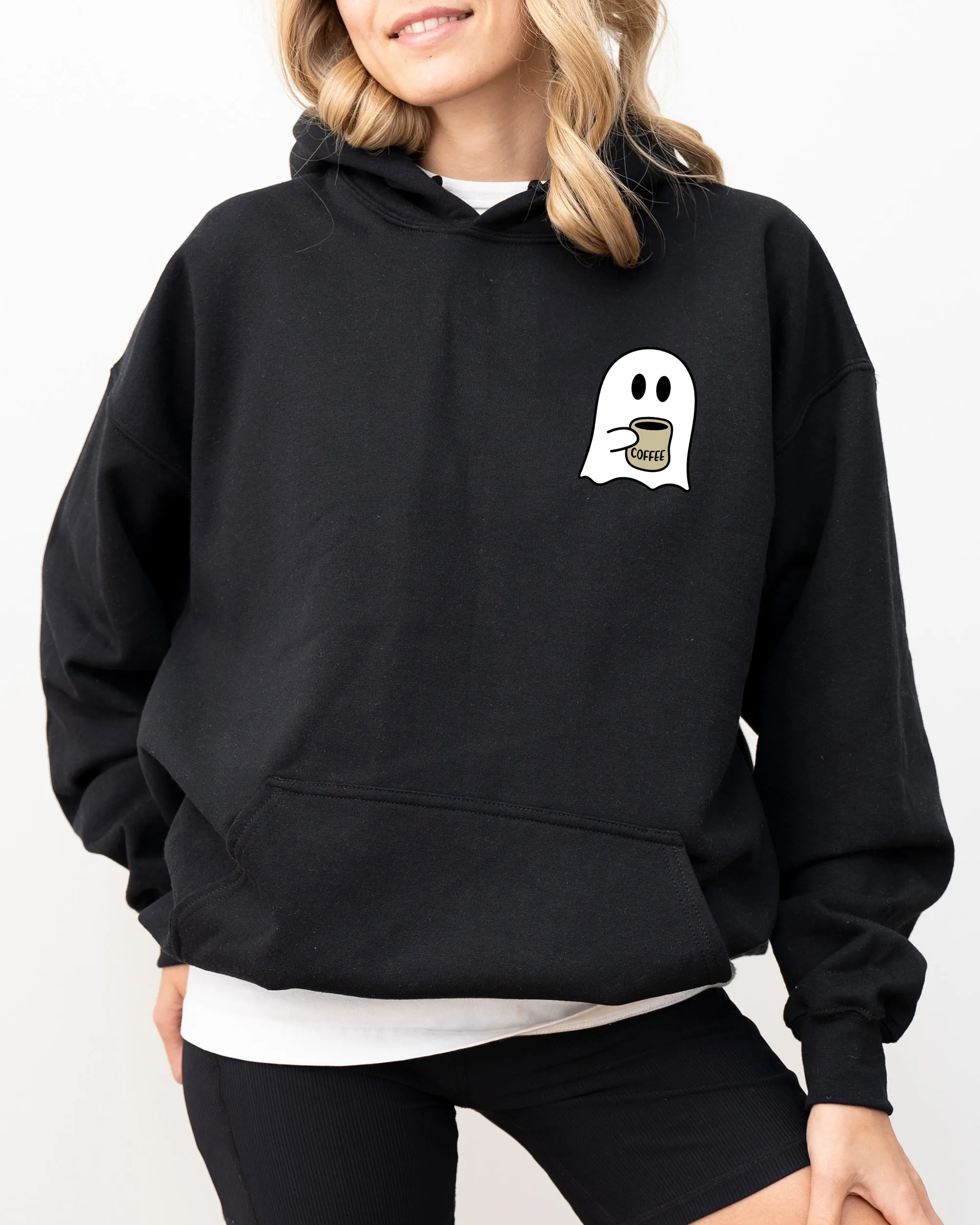 Ghost, Coffee Lover, Pocket, Skeleton, Ghost, Witch, Skull, Funny, Spooky, Aesthetic, Meme, Halloween, Costume, Hoodie, Hooded Sweatshirt sold by Refinery Number One product image thumbnail 3