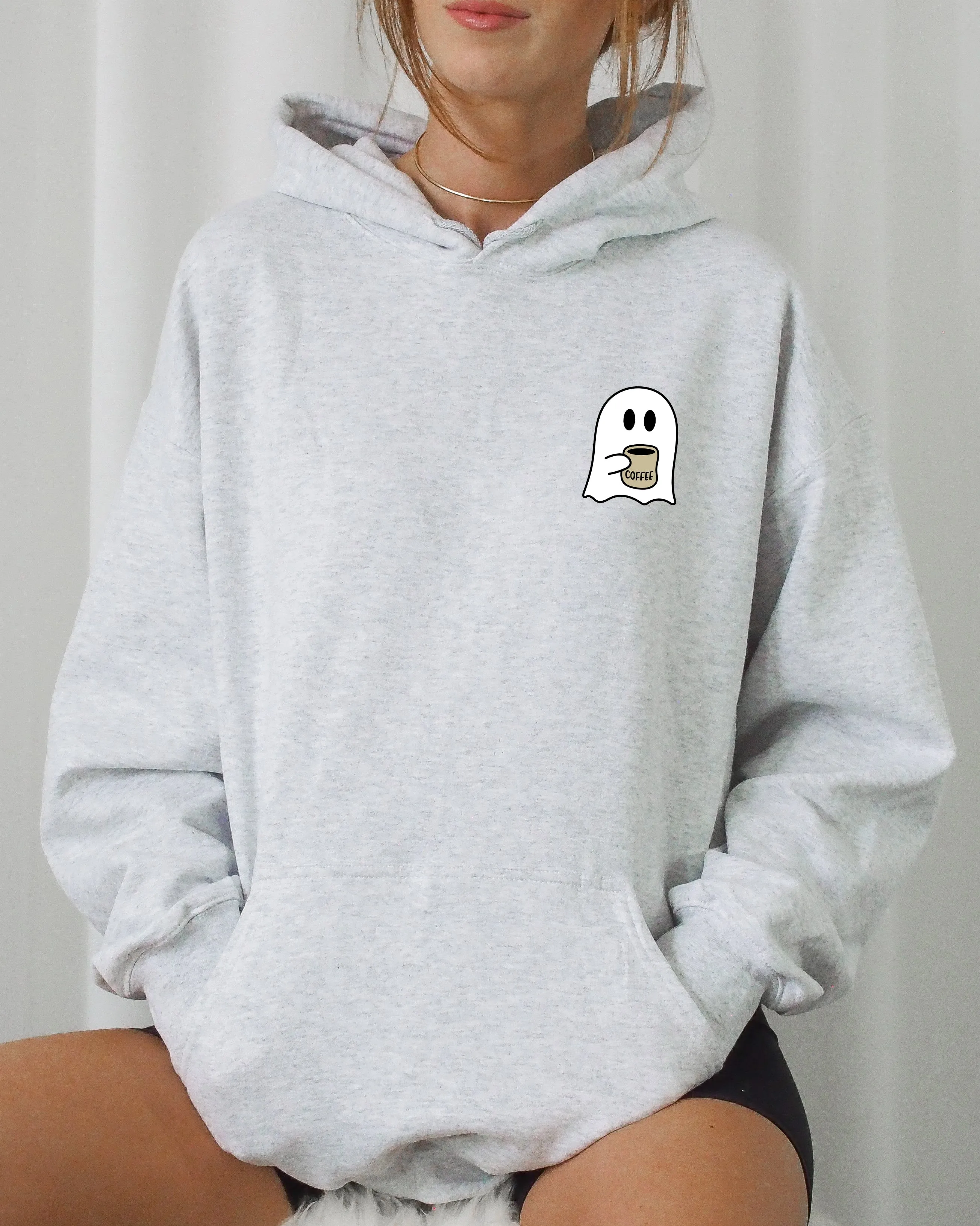 Ghost, Coffee Lover, Pocket, Skeleton, Ghost, Witch, Skull, Funny, Spooky, Aesthetic, Meme, Halloween, Costume, Hoodie, Hooded Sweatshirt sold by Refinery Number One product image thumbnail 4