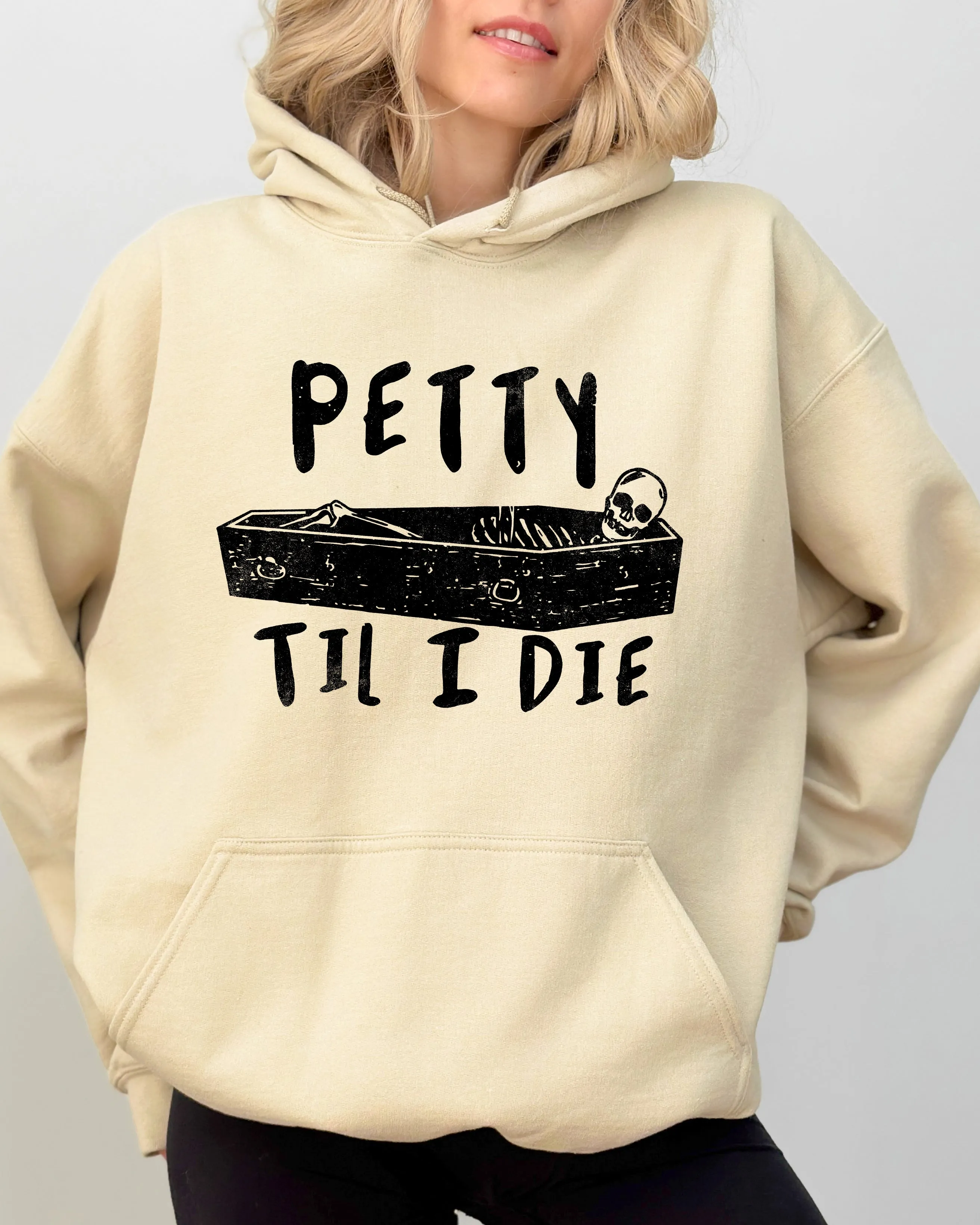 Petty Til I Die Skeleton Witch Skull Spooky Halloween Dark Humor Gothic Design Hoodie sold by Refinery Number One product image thumbnail 5