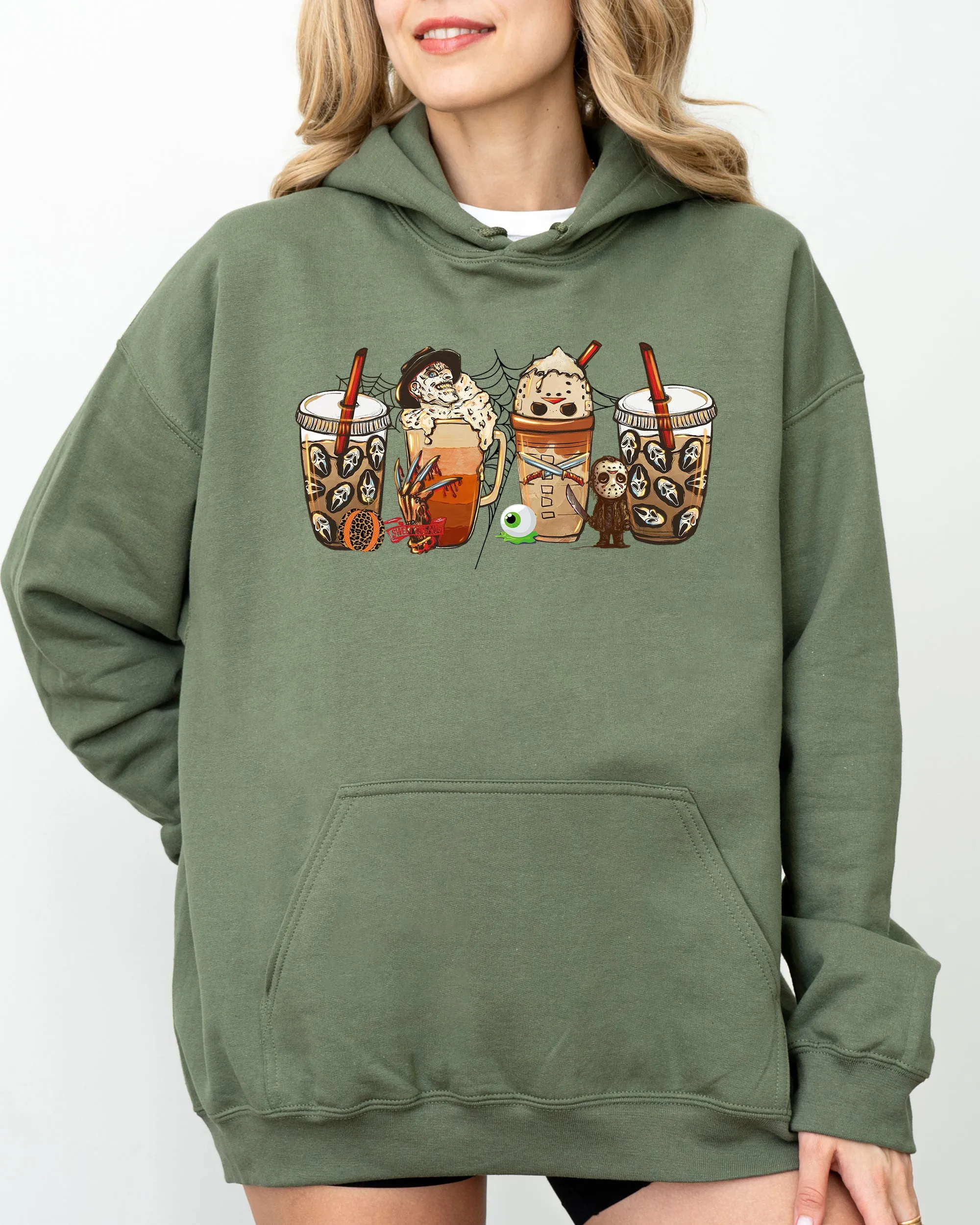 Halloween Coffee, Skeleton, Ghost, Witch, Skull, Spooky, Aesthetic, Meme, Halloween, Costume, Hoodie, Hooded Sweatshirt sold by Refinery Number One