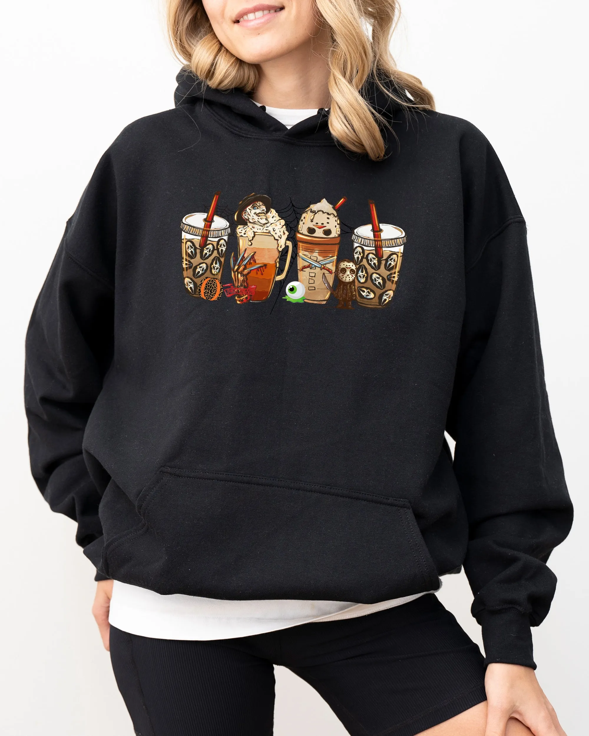Halloween Coffee, Skeleton, Ghost, Witch, Skull, Spooky, Aesthetic, Meme, Halloween, Costume, Hoodie, Hooded Sweatshirt sold by Refinery Number One product image thumbnail 3
