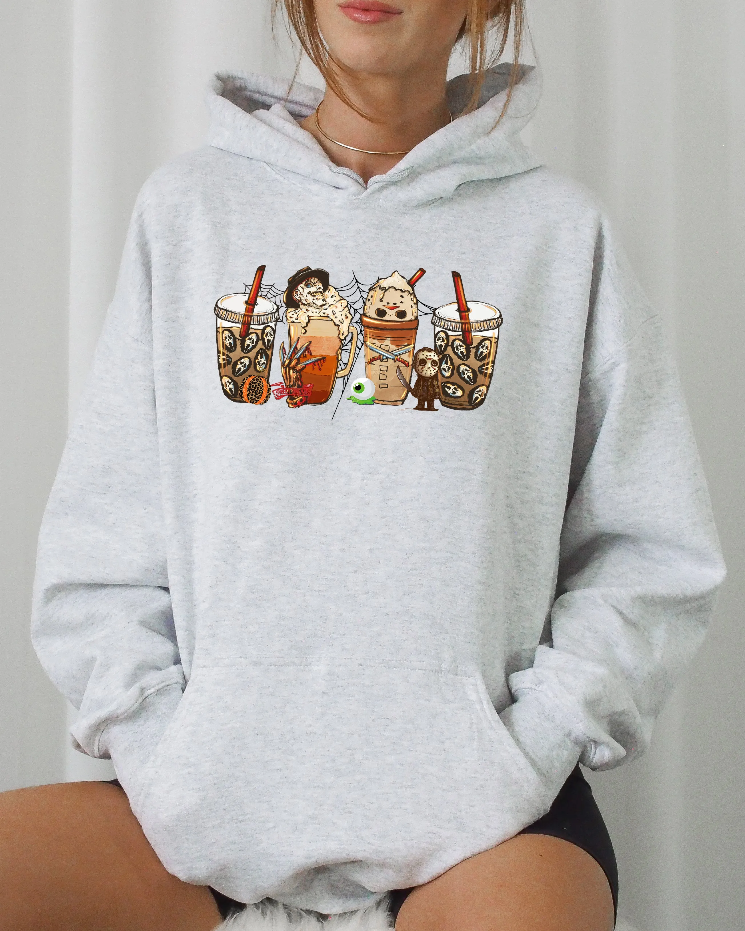 Halloween Coffee, Skeleton, Ghost, Witch, Skull, Spooky, Aesthetic, Meme, Halloween, Costume, Hoodie, Hooded Sweatshirt sold by Refinery Number One product image thumbnail 2