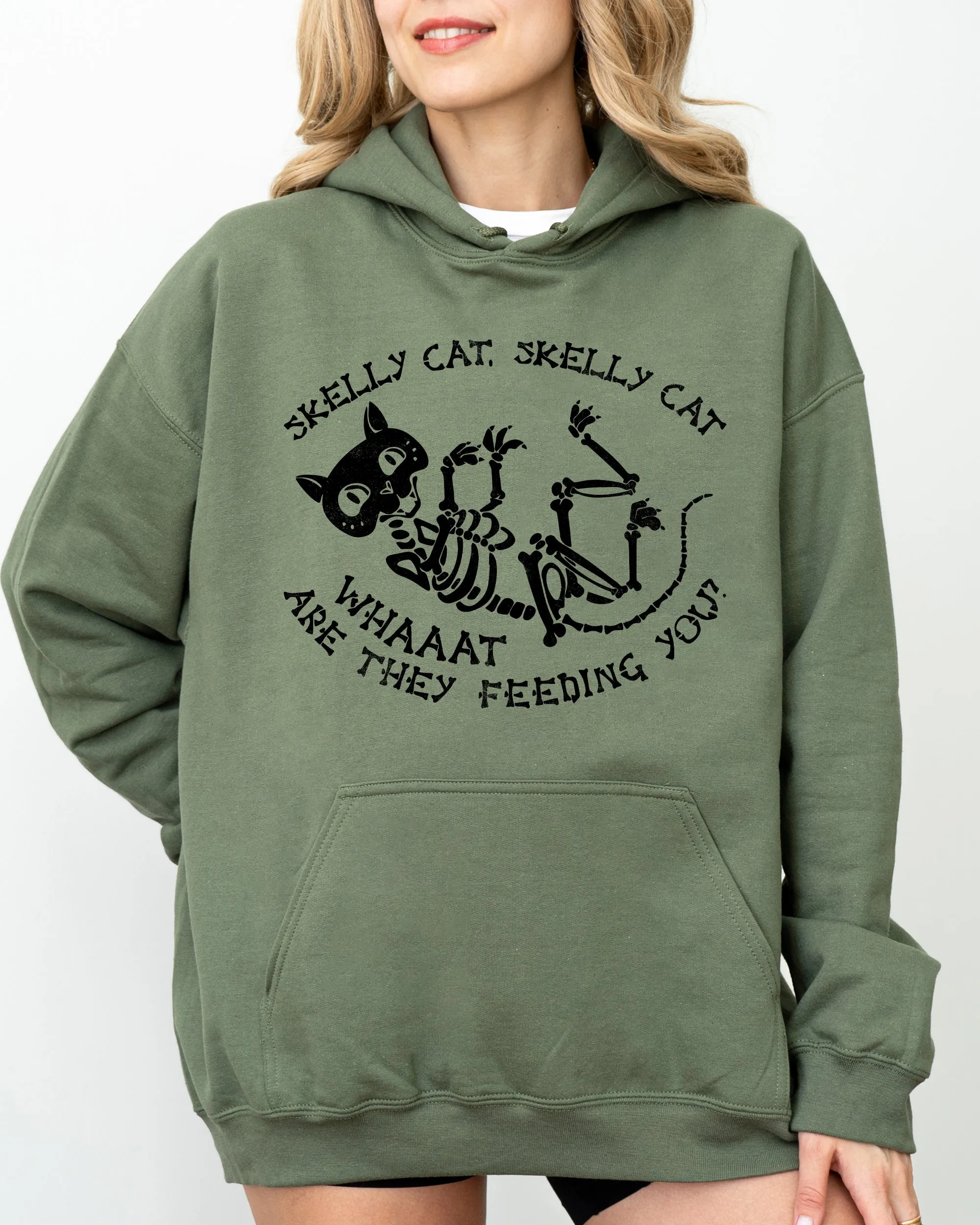 Skelly Cat, Skeleton, Ghost, Witch, Skull, Spooky, Aesthetic, Meme, Halloween, Costume, Hoodie, Hooded Sweatshirt sold by Refinery Number One product image thumbnail 4