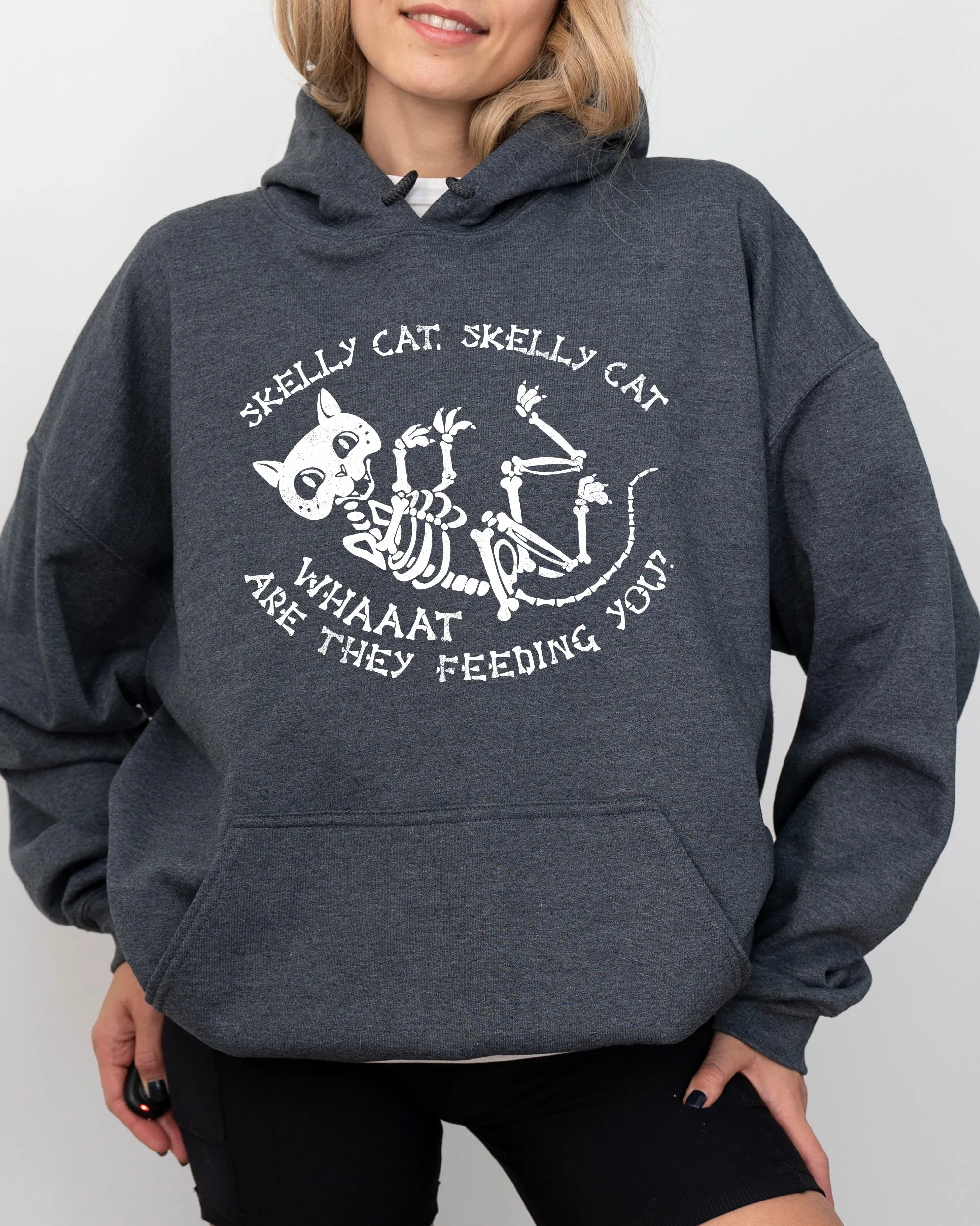 Skelly Cat, Skeleton, Ghost, Witch, Skull, Spooky, Aesthetic, Meme, Halloween, Costume, Hoodie, Hooded Sweatshirt sold by Refinery Number One product image thumbnail 5