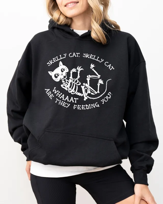 Skelly Cat, Skeleton, Ghost, Witch, Skull, Spooky, Aesthetic, Meme, Halloween, Costume, Hoodie, Hooded Sweatshirt sold by Refinery Number One
