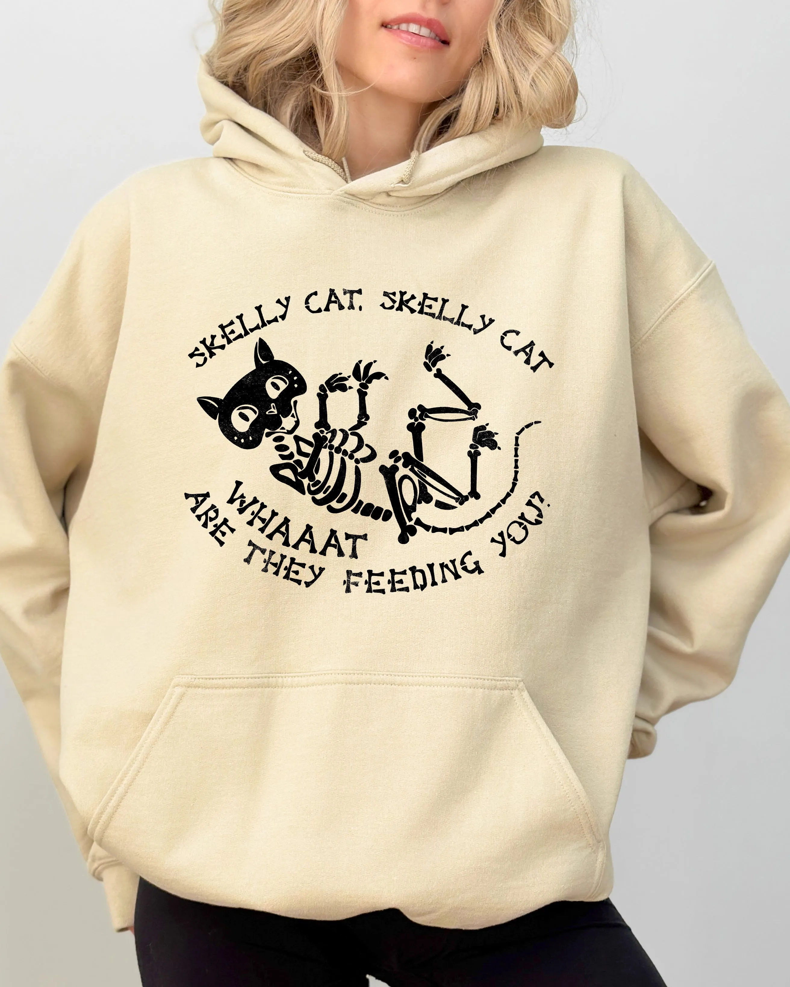 Skelly Cat, Skeleton, Ghost, Witch, Skull, Spooky, Aesthetic, Meme, Halloween, Costume, Hoodie, Hooded Sweatshirt sold by Refinery Number One product image thumbnail 3