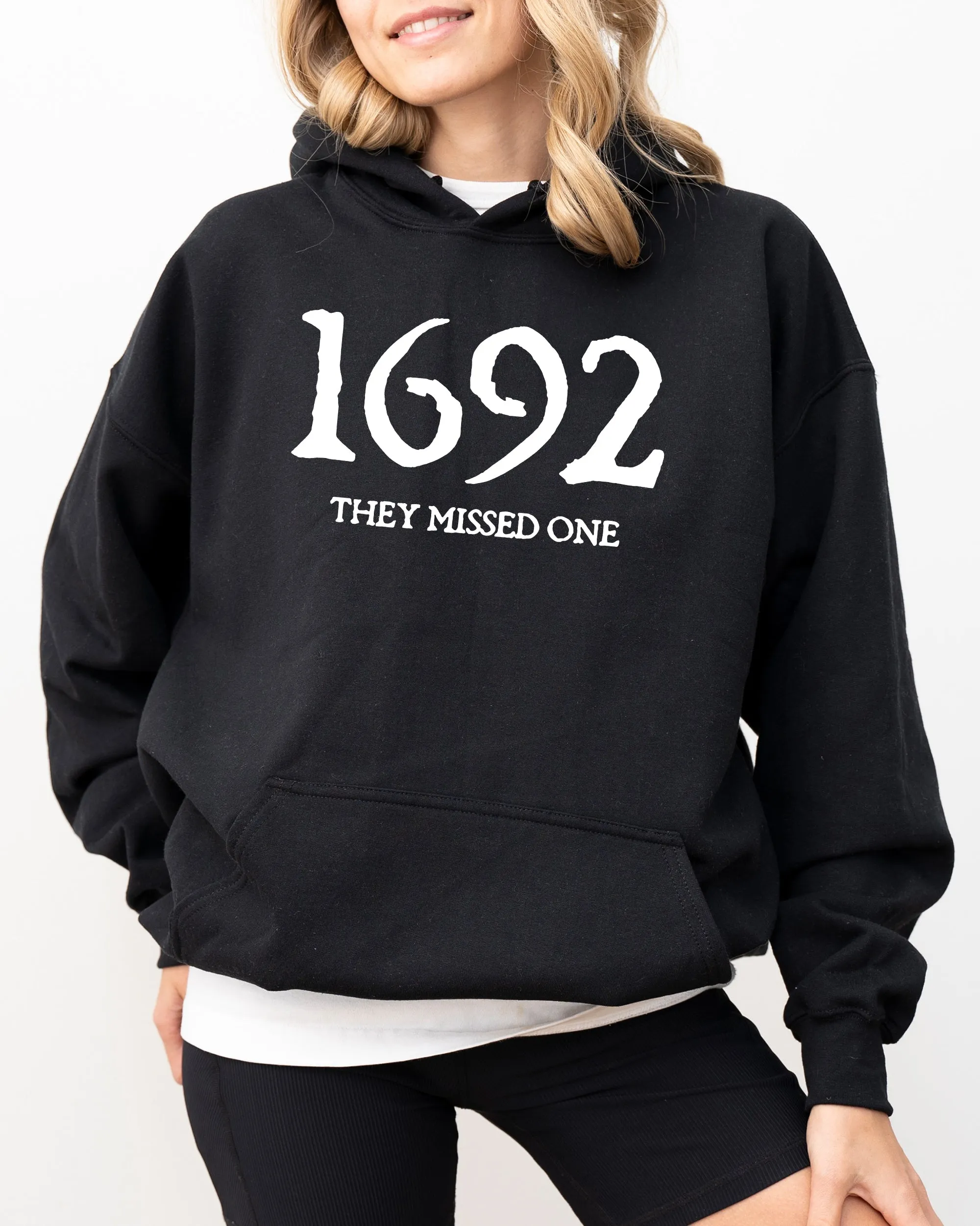 1692, They Missed One, Skeleton, Ghost, Witch, Skull, Spooky, Aesthetic, Meme, Halloween, Costume, Hoodie, Hooded Sweatshirt sold by Refinery Number One