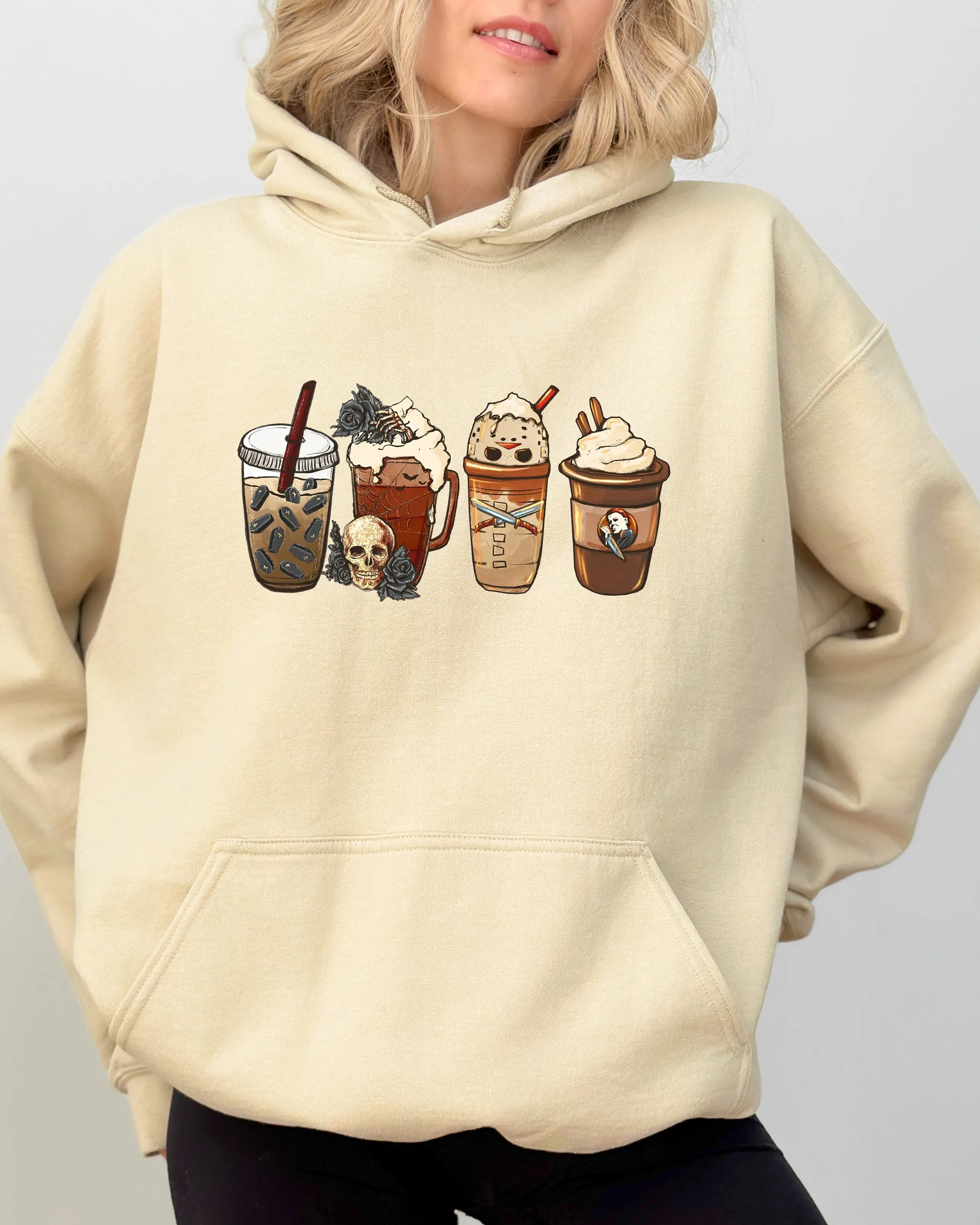 Halloween Coffee, Spooky, Skeleton, Ghost, Witch, Skull, Aesthetic, Meme, Halloween, Costume, Hoodie, Hooded Sweatshirt sold by Refinery Number One product image thumbnail 4