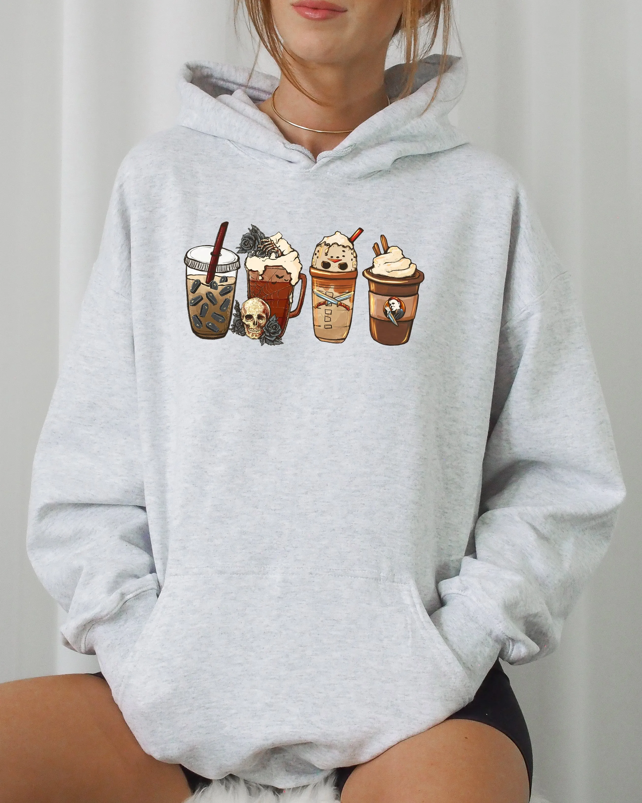 Halloween Coffee, Spooky, Skeleton, Ghost, Witch, Skull, Aesthetic, Meme, Halloween, Costume, Hoodie, Hooded Sweatshirt sold by Refinery Number One product image thumbnail 2