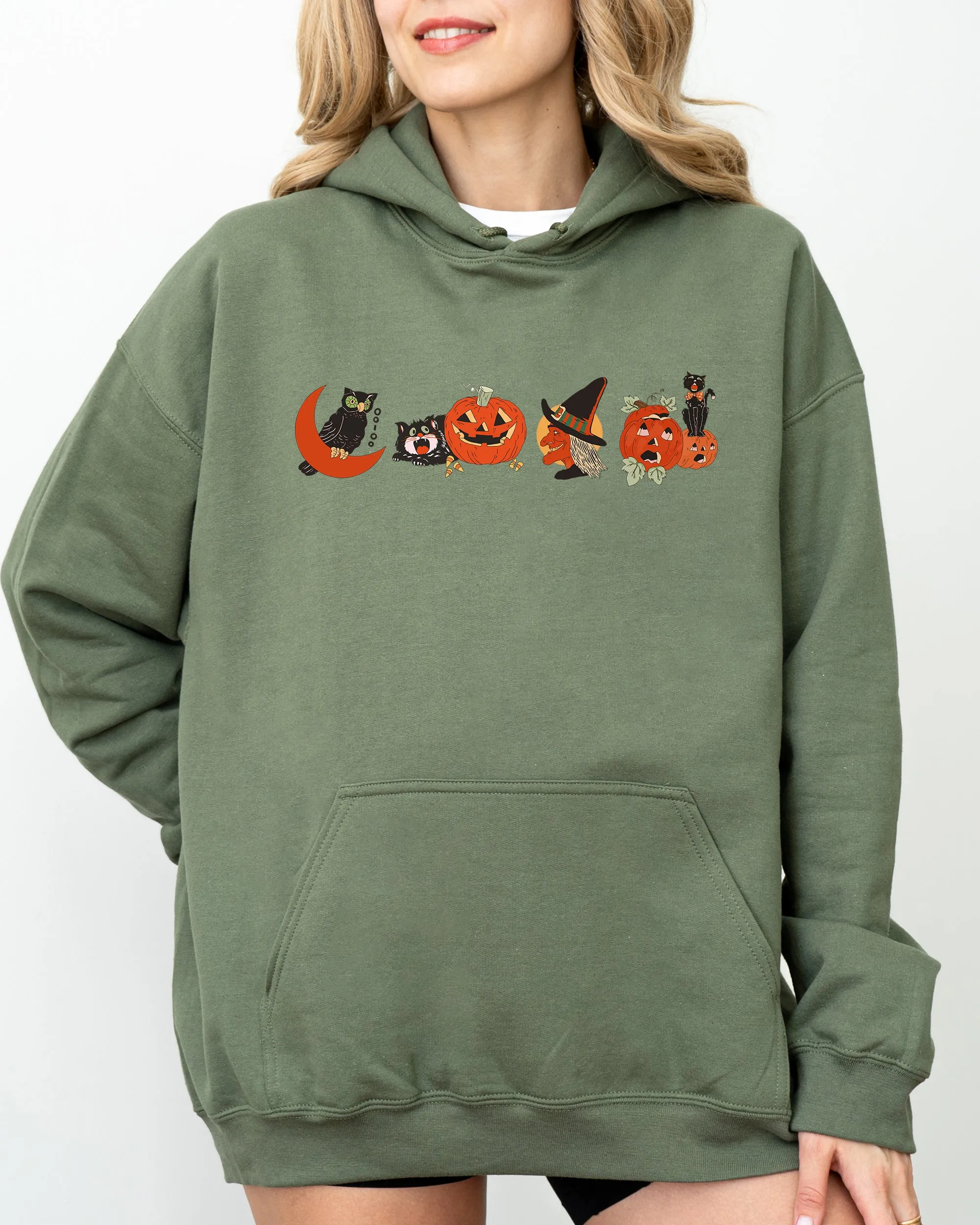 Vintage Pumpkin, Skeleton, Witch, Skull, Spooky, Aesthetic, Meme, Halloween, Costume, Hoodie, Hooded Sweatshirt sold by Refinery Number One product image thumbnail 3