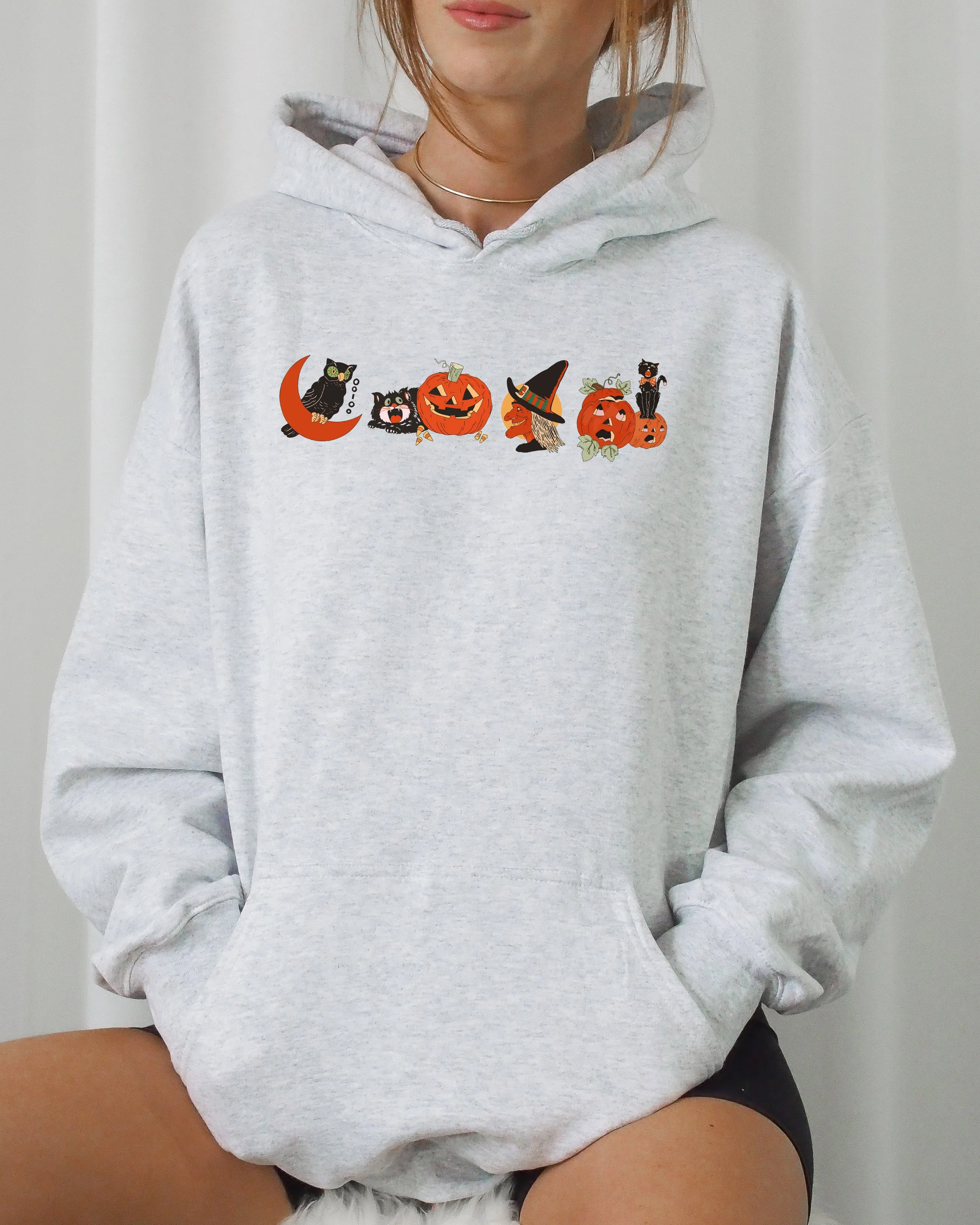 Vintage Pumpkin, Skeleton, Witch, Skull, Spooky, Aesthetic, Meme, Halloween, Costume, Hoodie, Hooded Sweatshirt sold by Refinery Number One product image thumbnail 2