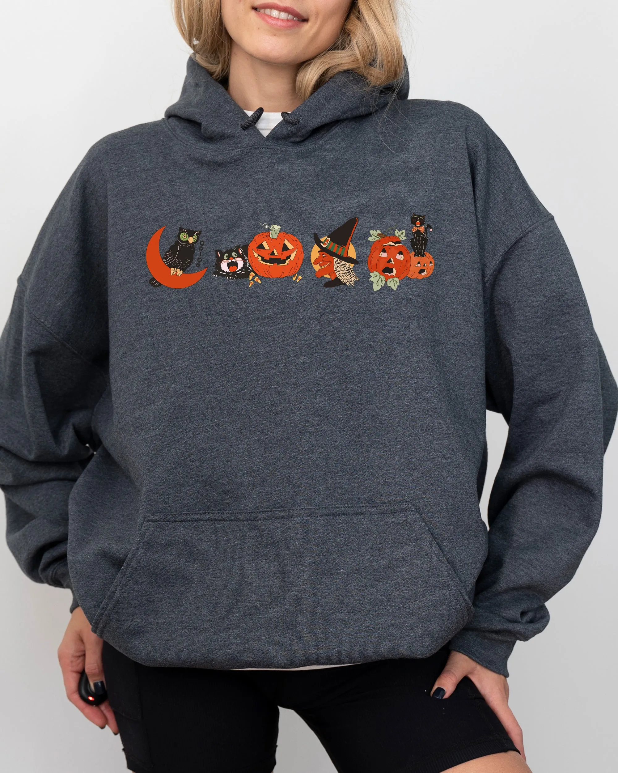 Vintage Pumpkin, Skeleton, Witch, Skull, Spooky, Aesthetic, Meme, Halloween, Costume, Hoodie, Hooded Sweatshirt sold by Refinery Number One product image thumbnail 4