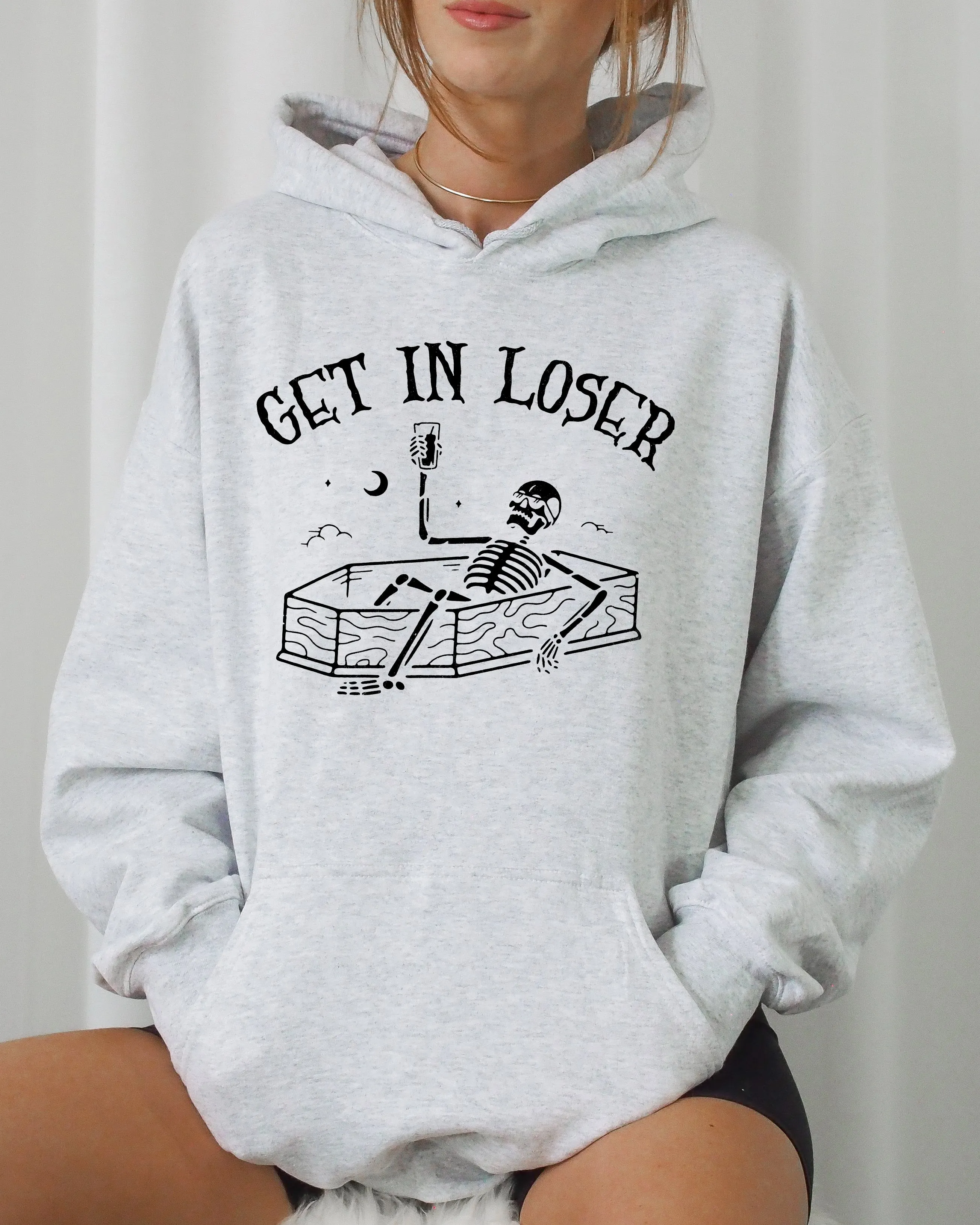 Get In Loser, Skeleton, Witch, Ghost, Skull, Spooky, Aesthetic, Meme, Halloween, Costume, Hoodie, Hooded Sweatshirt sold by Refinery Number One product image thumbnail 2