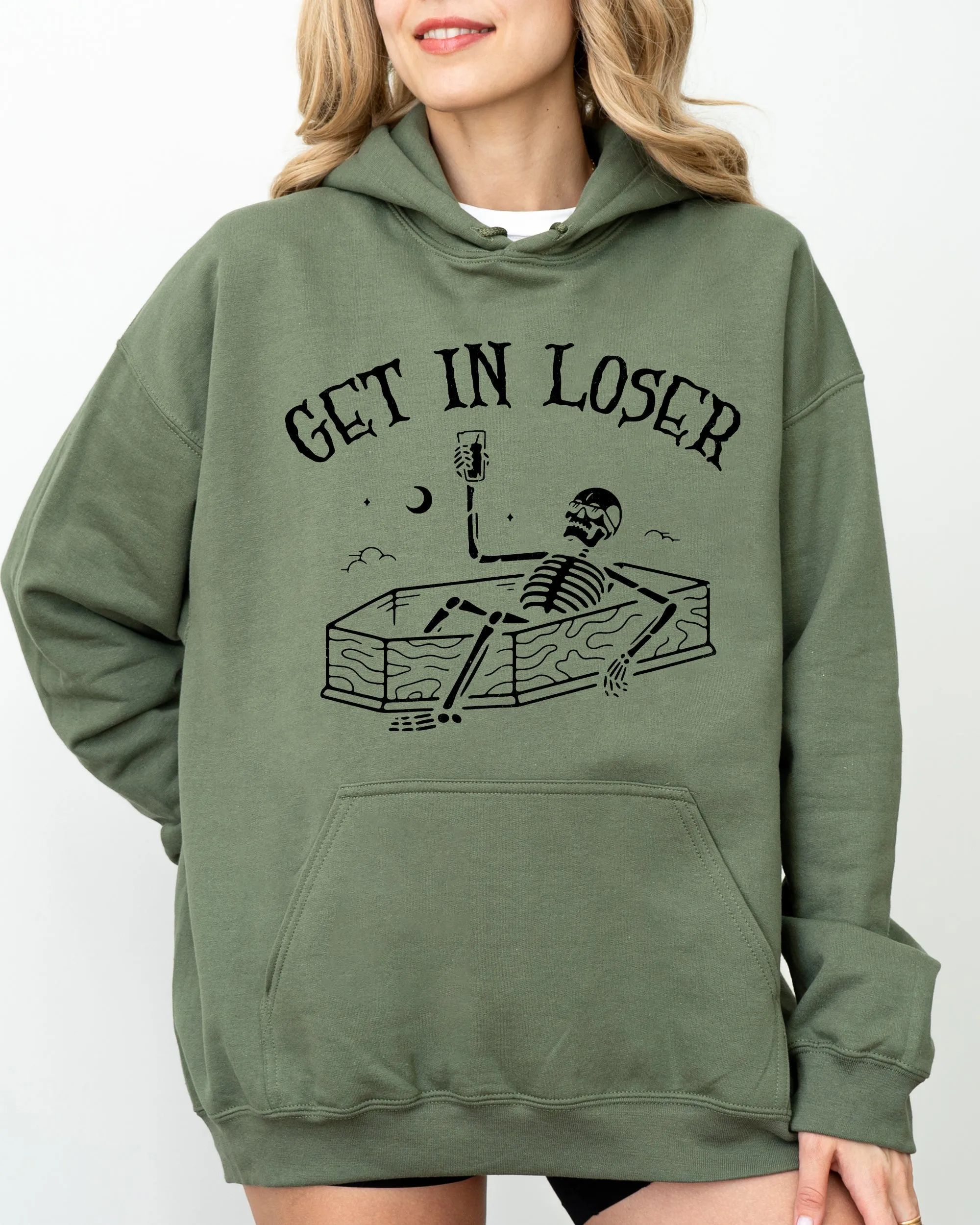 Get In Loser, Skeleton, Witch, Ghost, Skull, Spooky, Aesthetic, Meme, Halloween, Costume, Hoodie, Hooded Sweatshirt sold by Refinery Number One product image thumbnail 5