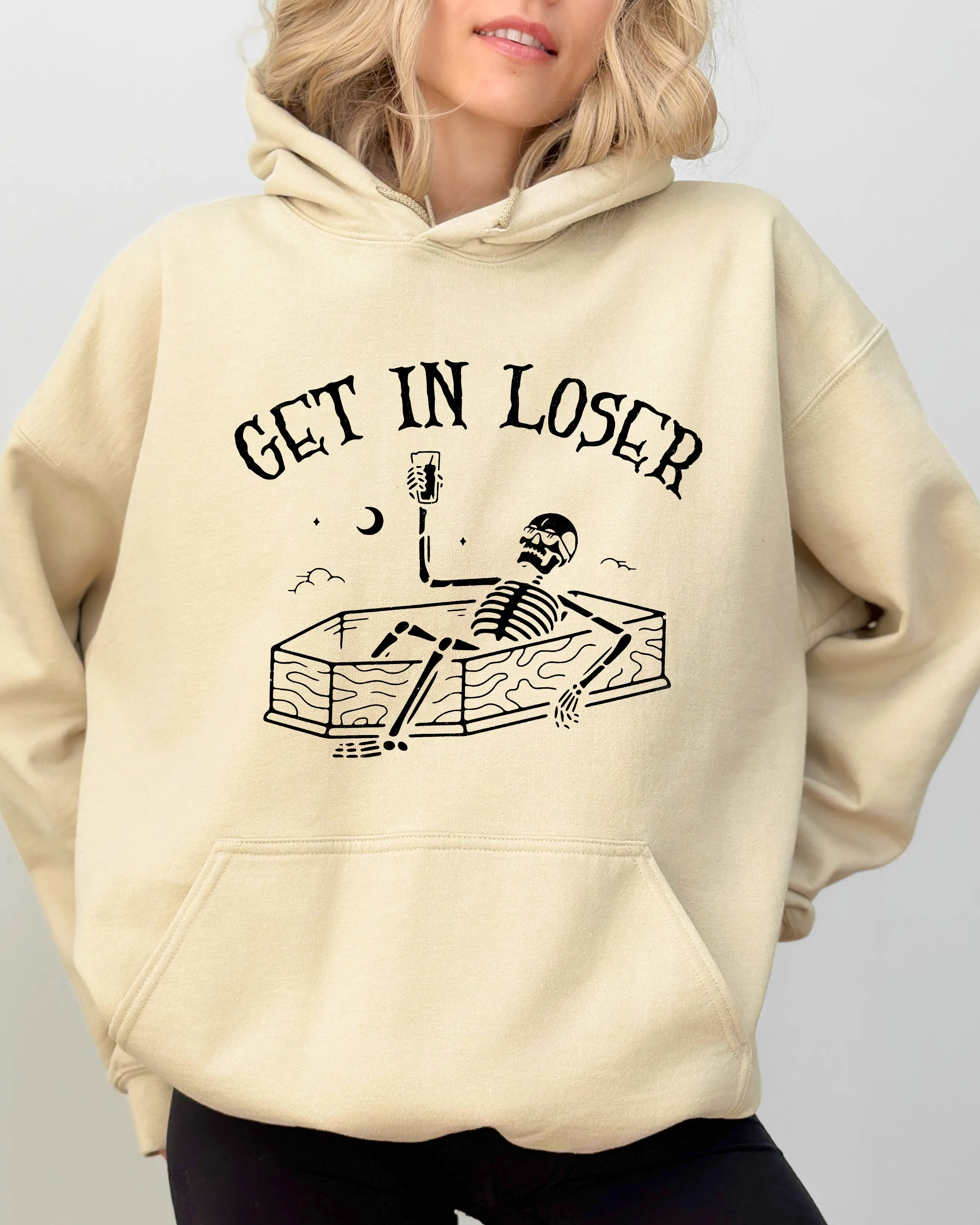 Get In Loser, Skeleton, Witch, Ghost, Skull, Spooky, Aesthetic, Meme, Halloween, Costume, Hoodie, Hooded Sweatshirt sold by Refinery Number One product image thumbnail 4
