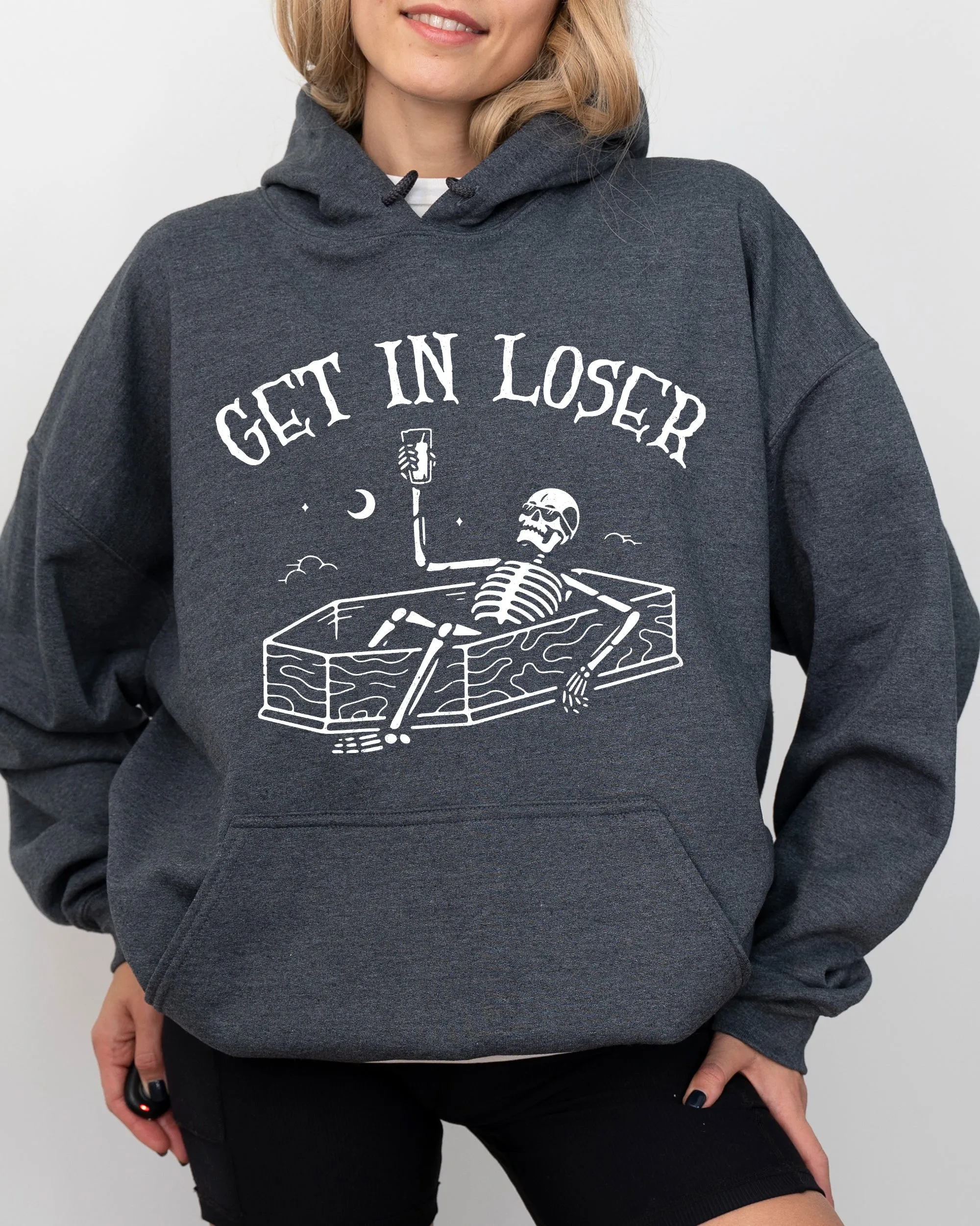 Get In Loser, Skeleton, Witch, Ghost, Skull, Spooky, Aesthetic, Meme, Halloween, Costume, Hoodie, Hooded Sweatshirt sold by Refinery Number One product image thumbnail 3