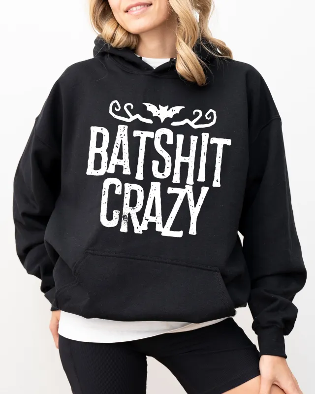 Batshit Crazy, Skeletons, Ghost, Western, Witch, Skull, Aesthetic, Meme, Halloween, Costume, Hoodie, Hooded Sweatshirt sold by Refinery Number One