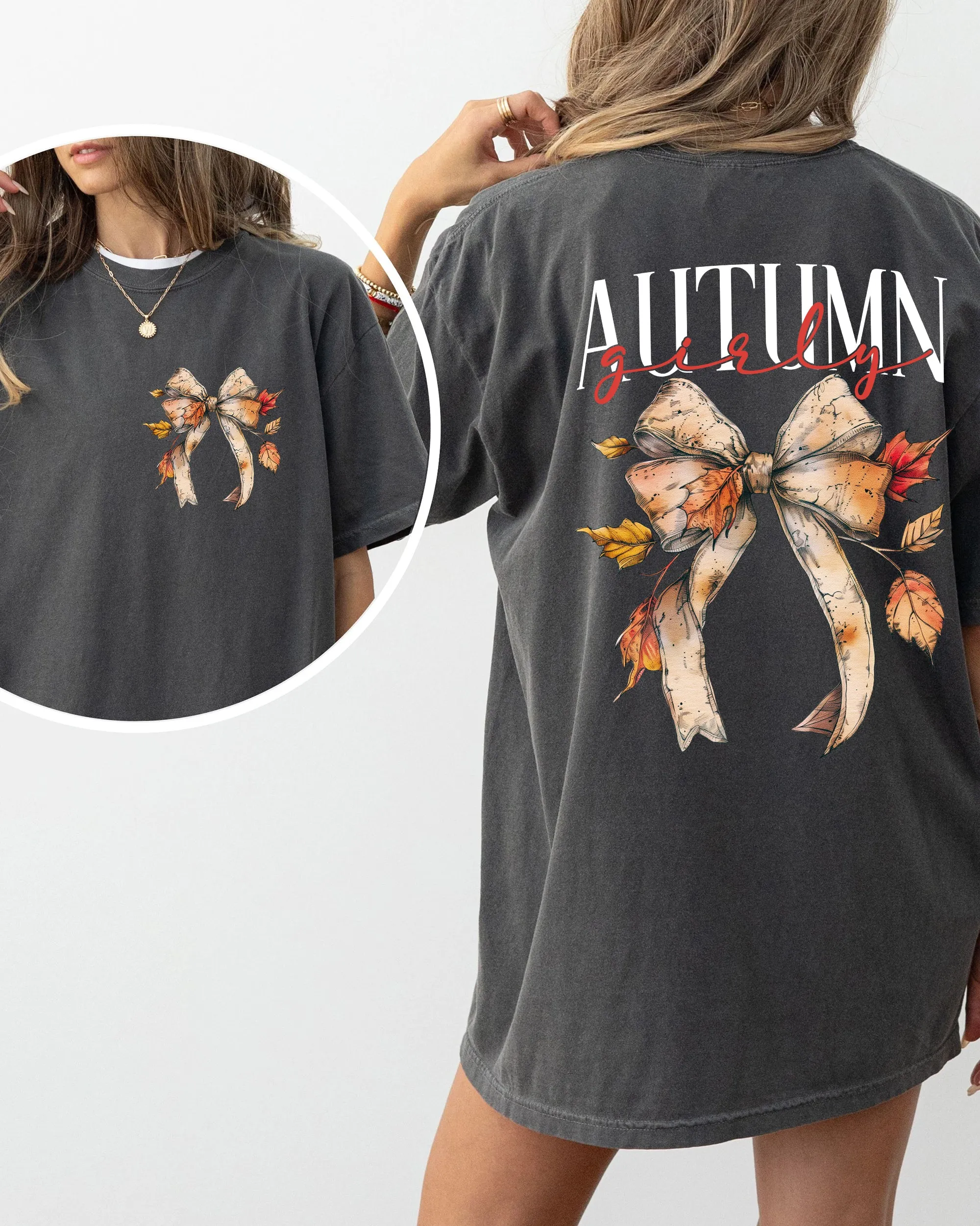 Autumn Girly, Fall, Leaves, Foliage, Pumpkin Spice Latte, Coffee, Thanksgiving Shirt Comfort Colors T-Shirt sold by Refinery Number One product image thumbnail 2