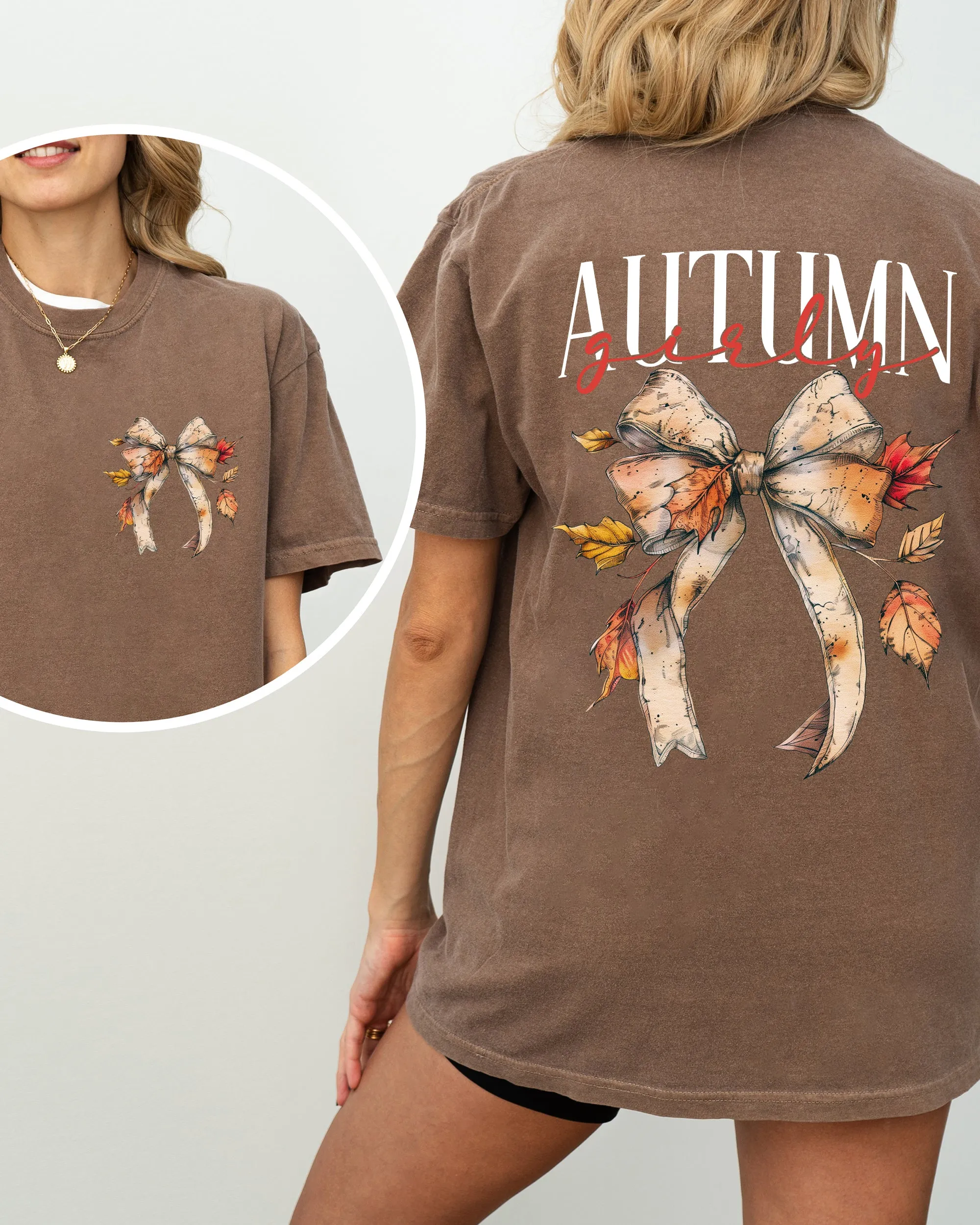 Autumn Girly, Fall, Leaves, Foliage, Pumpkin Spice Latte, Coffee, Thanksgiving Shirt Comfort Colors T-Shirt sold by Refinery Number One product image thumbnail 4