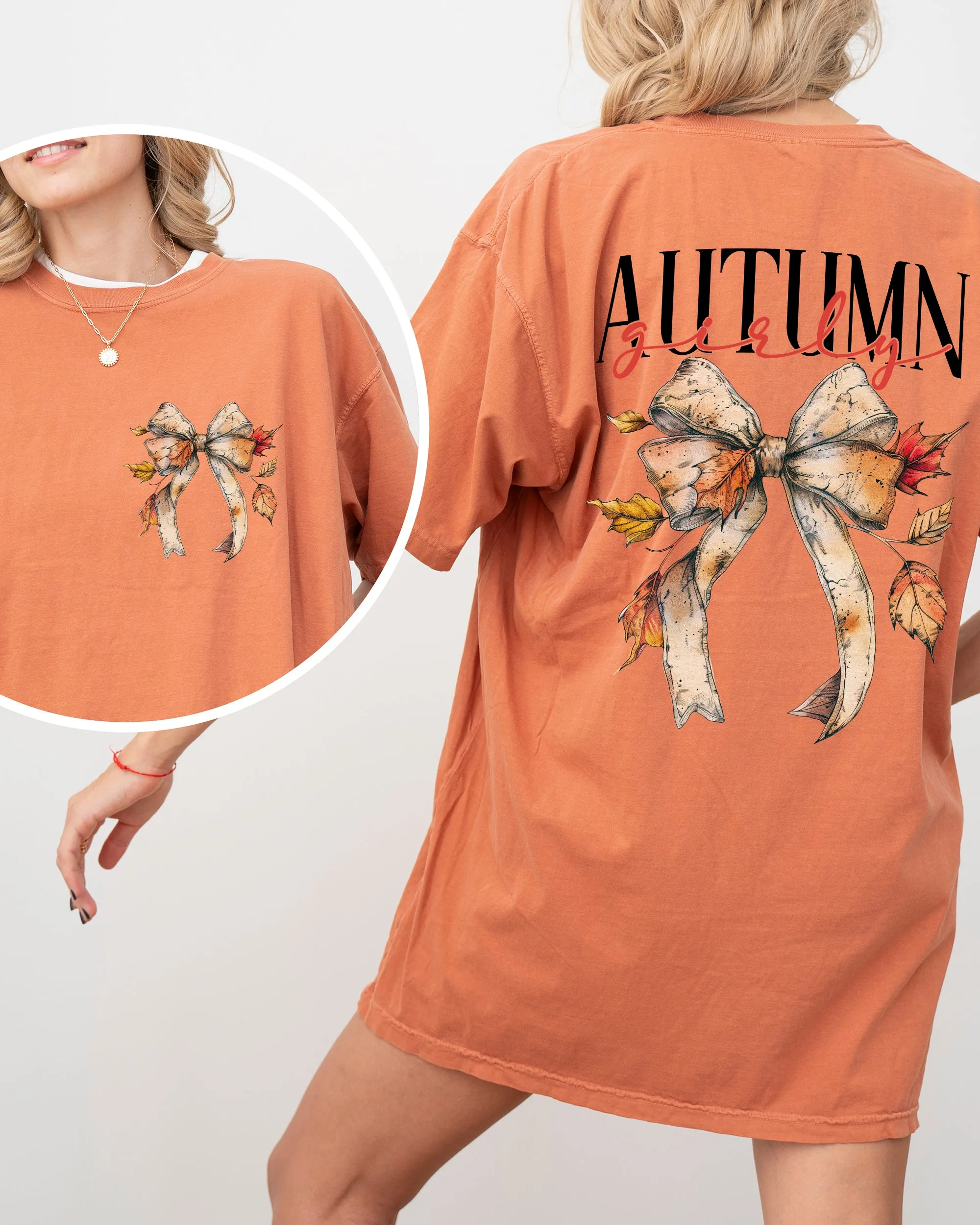 Autumn Girly, Fall, Leaves, Foliage, Pumpkin Spice Latte, Coffee, Thanksgiving Shirt Comfort Colors T-Shirt sold by Refinery Number One product image thumbnail 3
